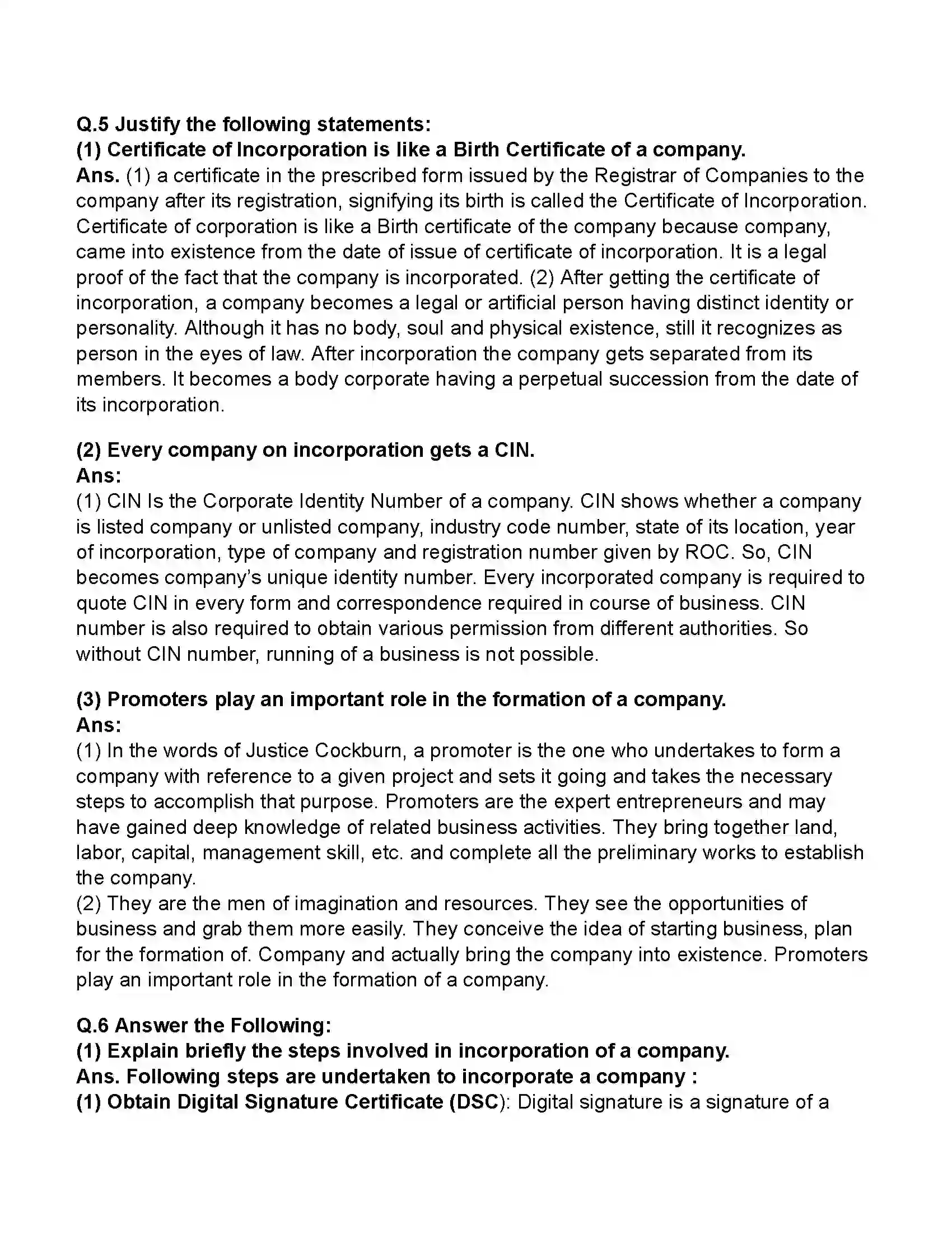 Maharashtra Board Class 11th Secretarial Practice Formation of a Company Revision Note 10
