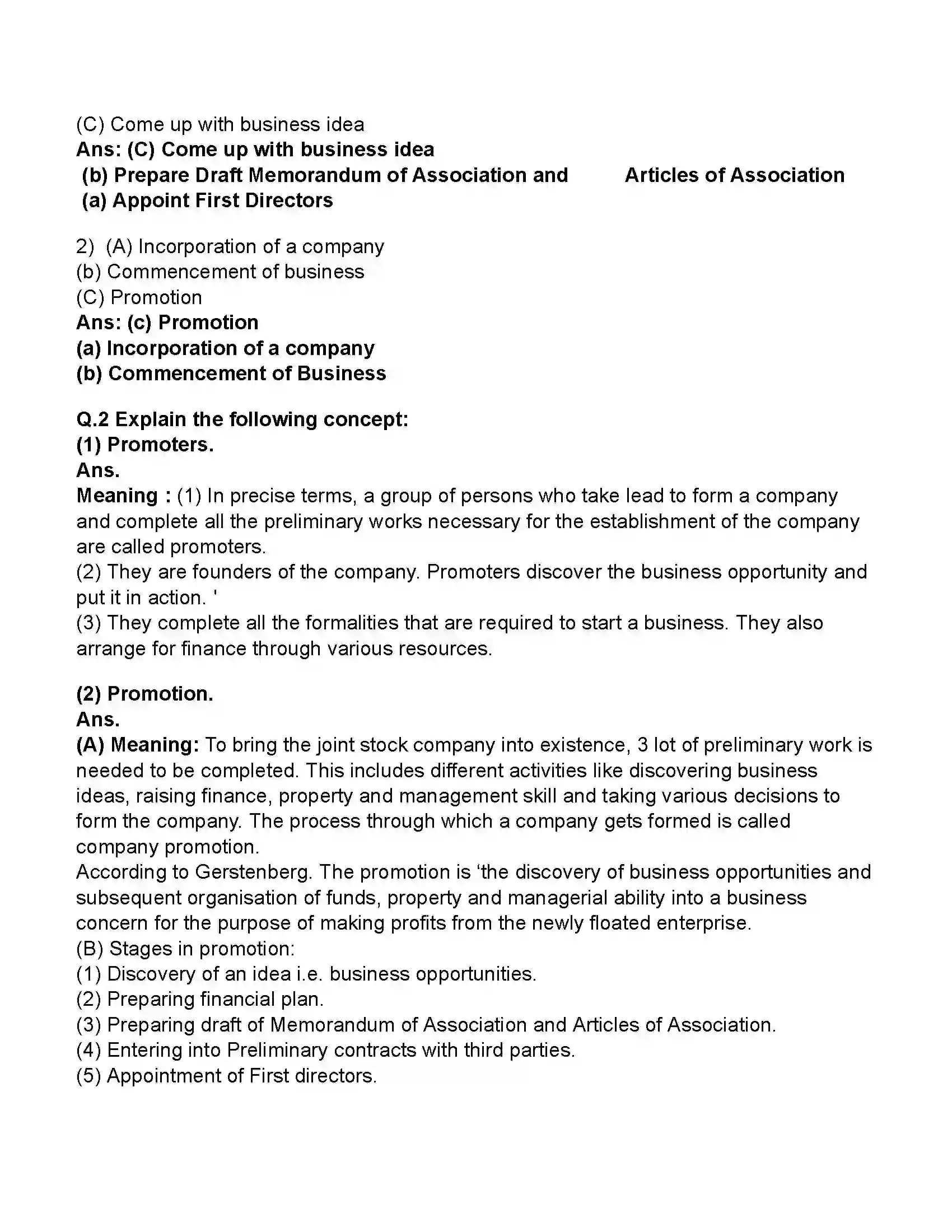 Maharashtra Board Class 11th Secretarial Practice Formation of a Company Revision Note 5