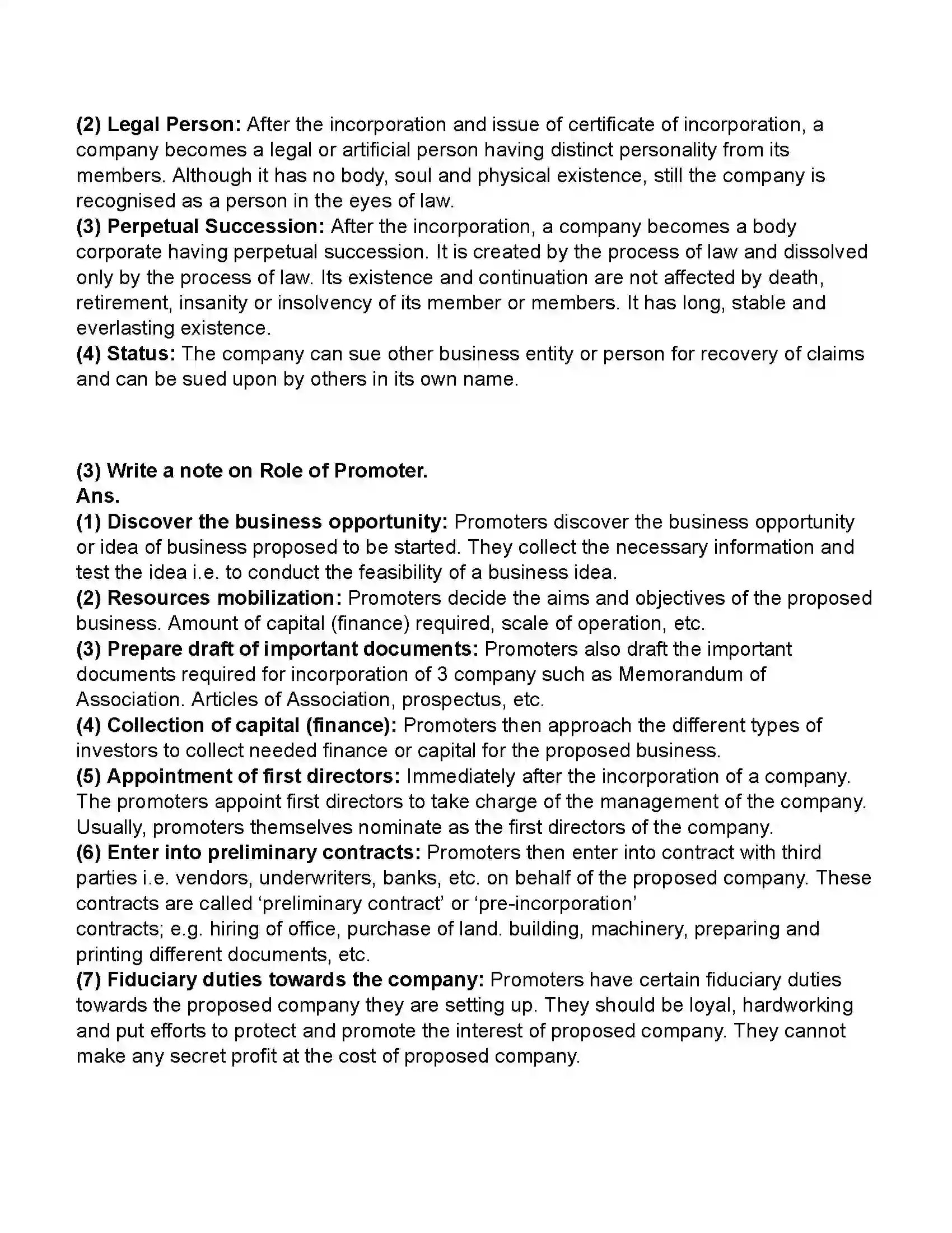 Maharashtra Board Class 11th Secretarial Practice Formation of a Company Revision Note 9