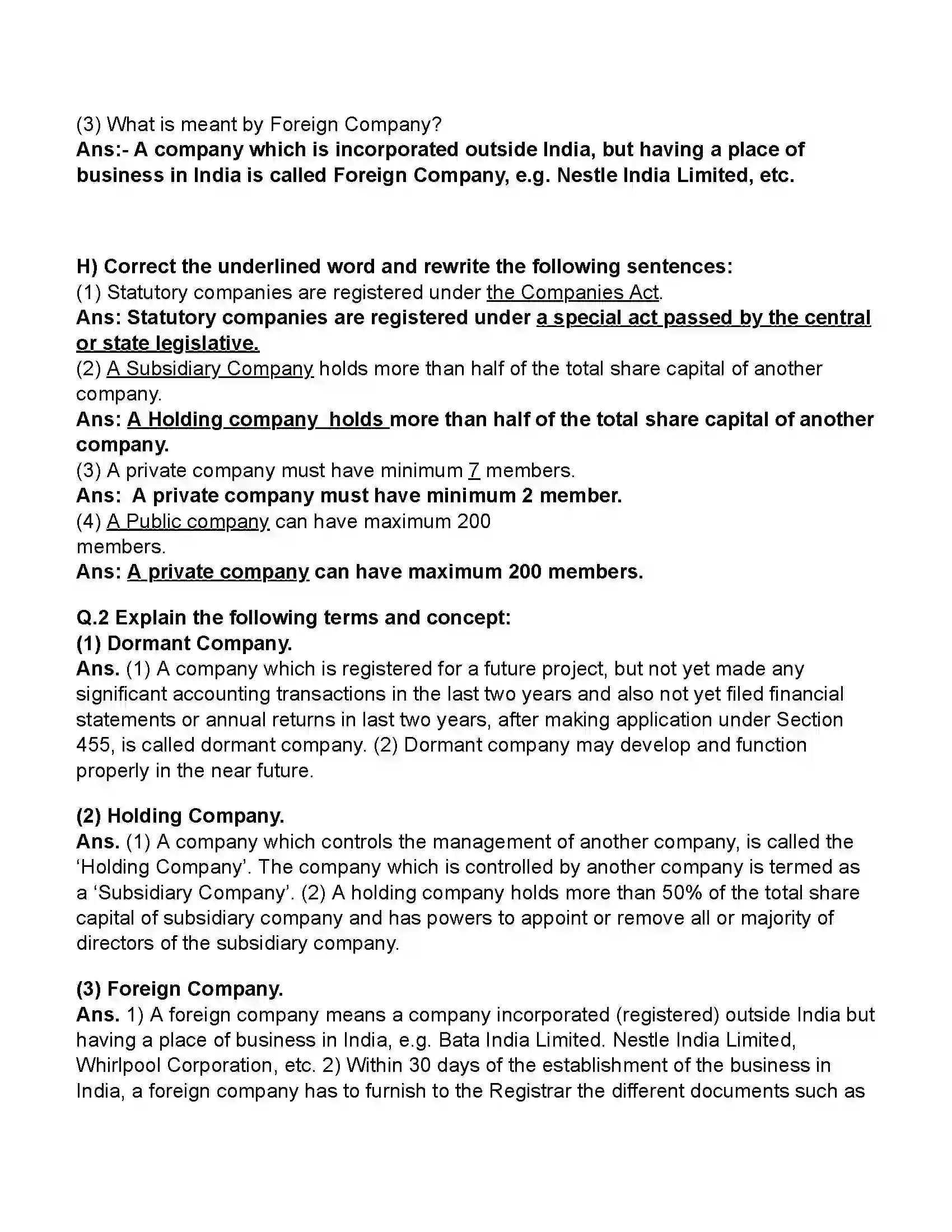Maharashtra Board Class 11th Secretarial Practice Joint Stock Company Revision Note 4
