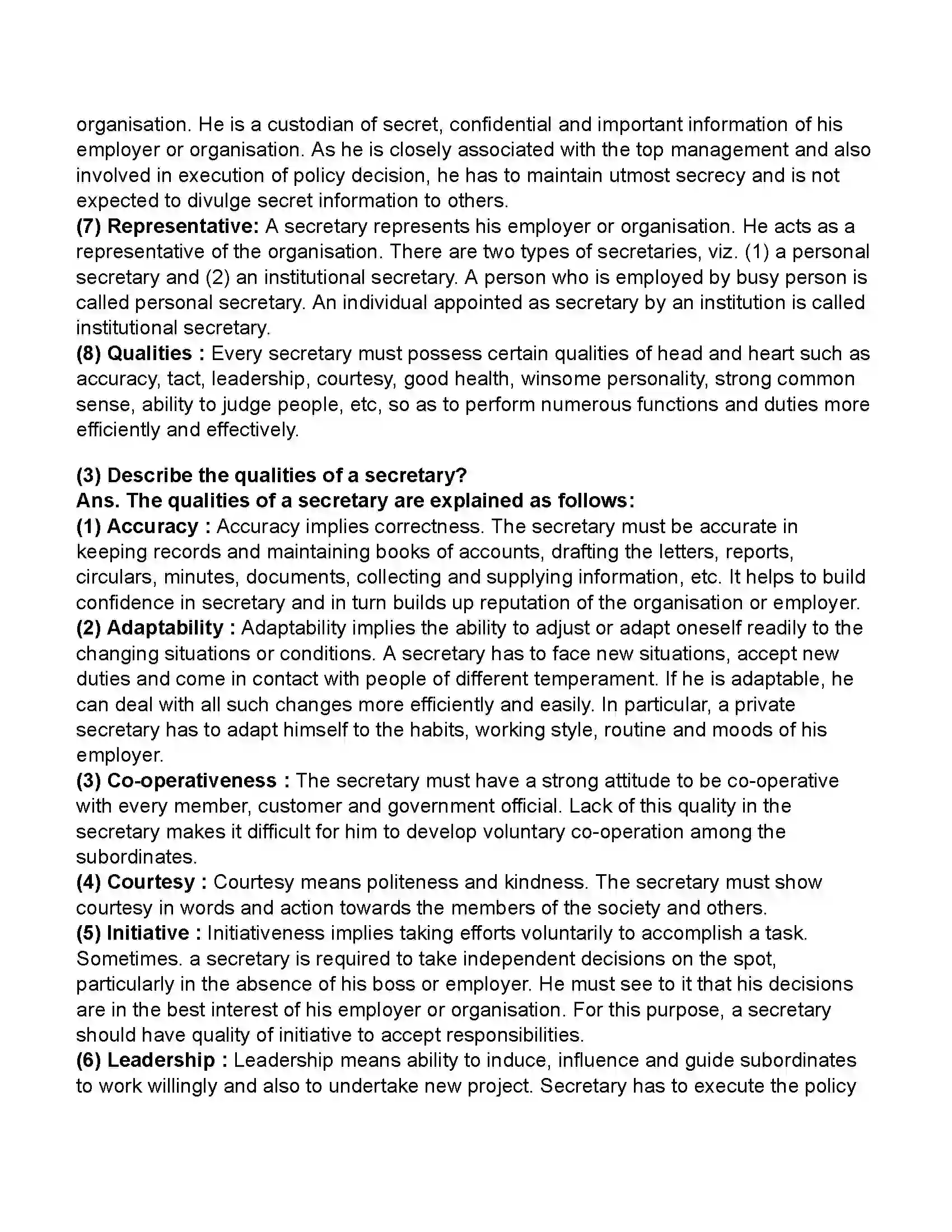 Maharashtra Board Class 11th Secretarial Practice Secretary Revision Note 18