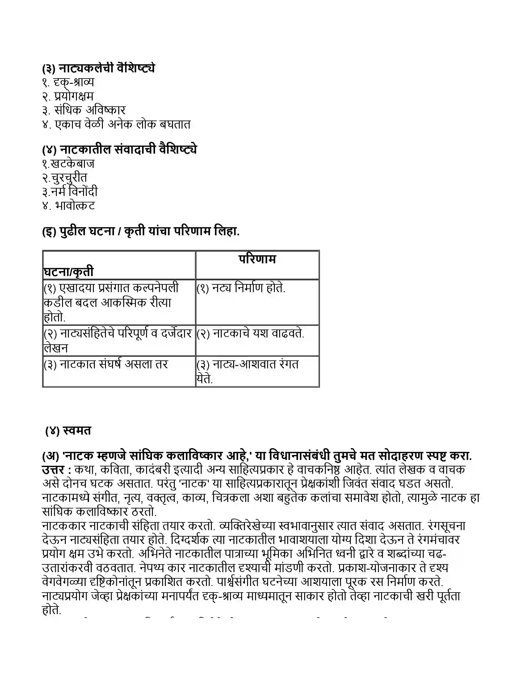 Maharashtra Board Class 11th मराठी भाग-३ नाटक - साहित्यप्रकार - परिचय Revision Note 3