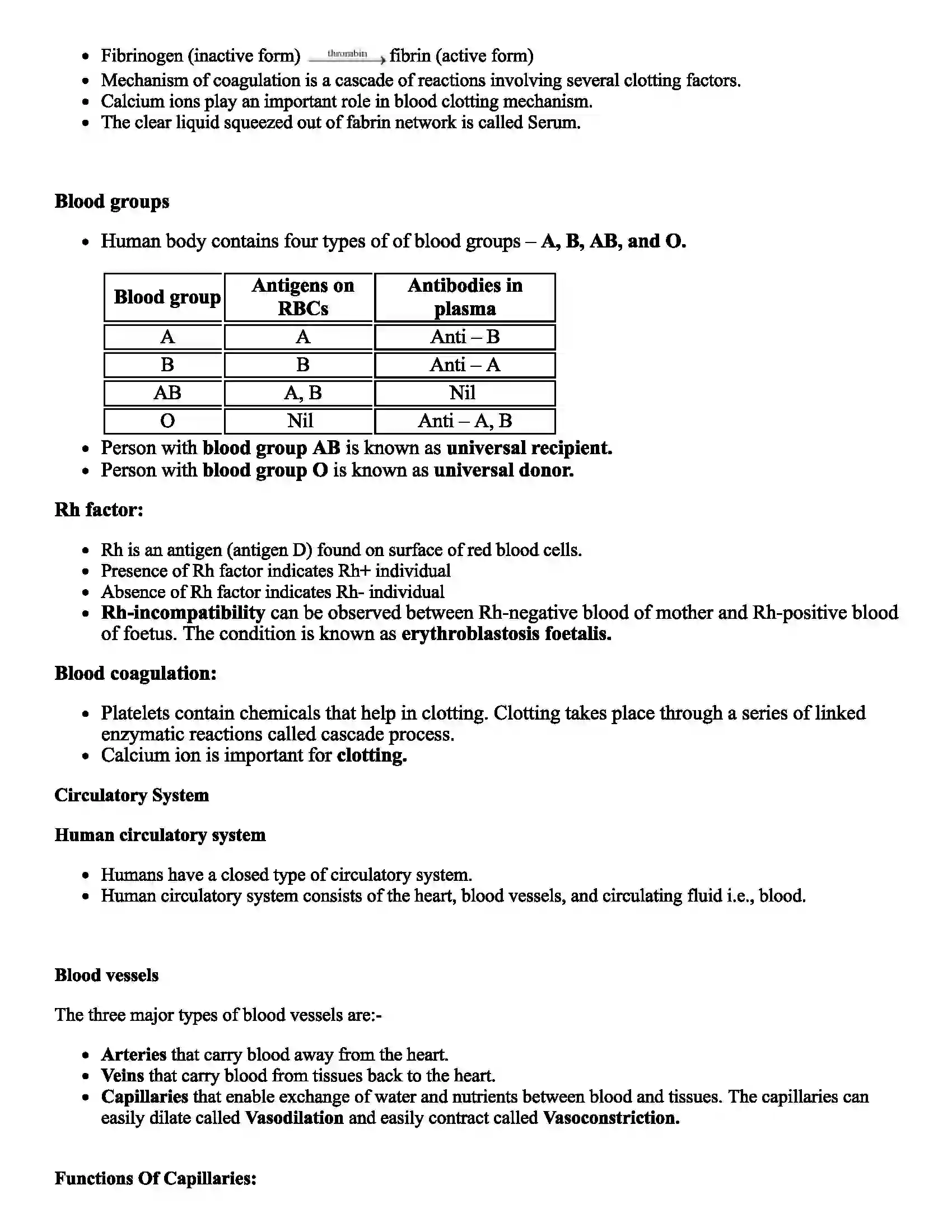 Maharashtra Board Class 12th Biology Circulation Revision Note 3