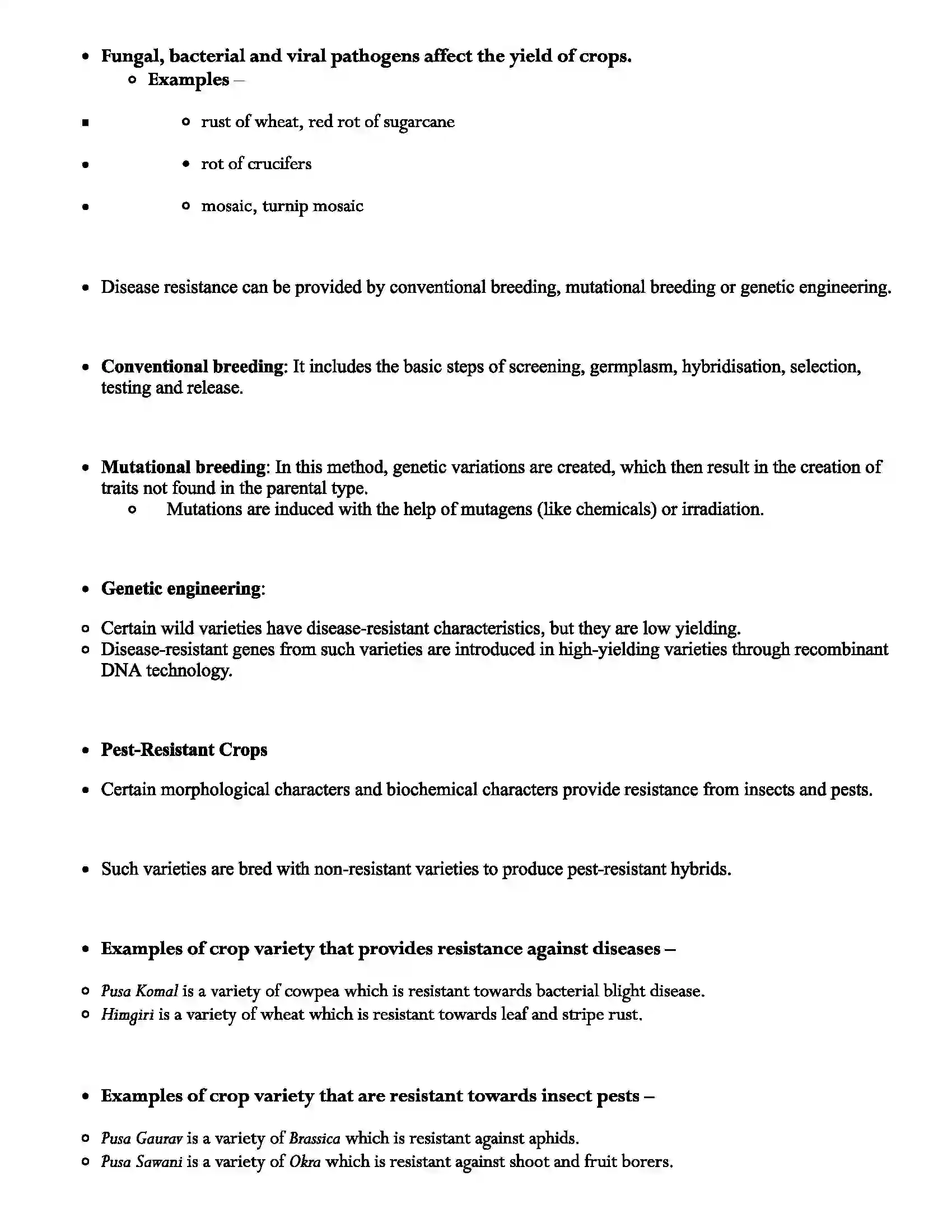 Maharashtra Board Class 12th Biology Enhancement in Food Production Revision Note 2