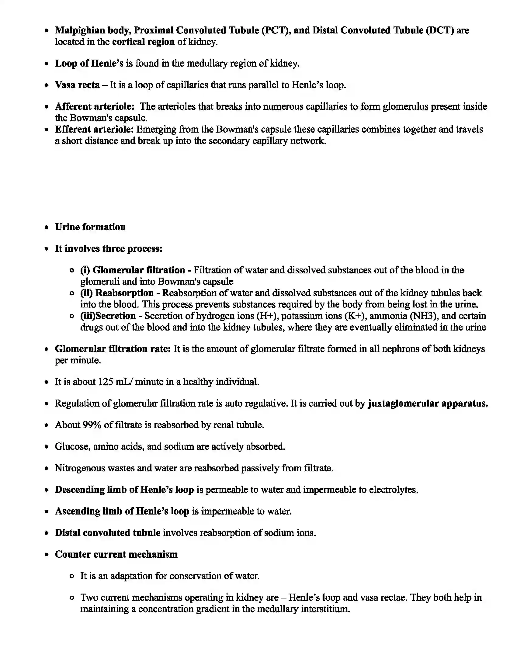 Maharashtra Board Class 12th Biology Excretion and Osmoregulation Revision Note 2