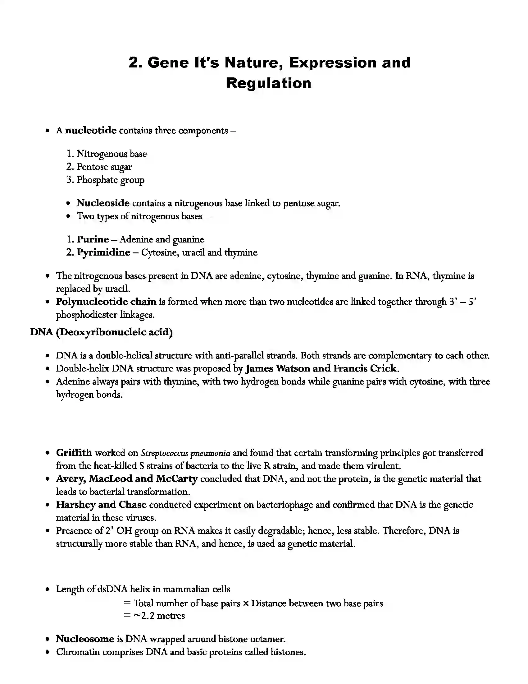 Maharashtra Board Class 12th Biology Gene Its Nature, Expression & Regulation Revision Note 1