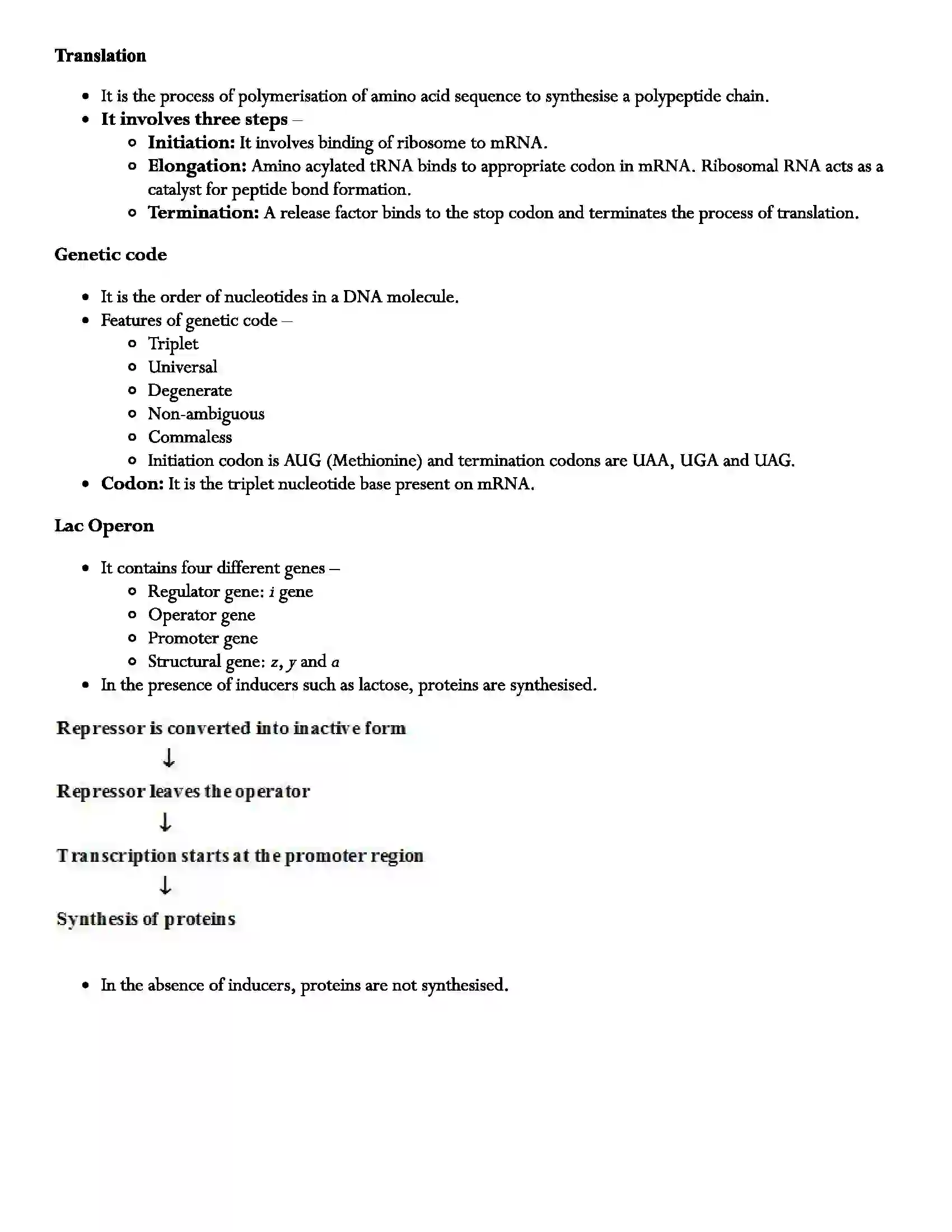 Maharashtra Board Class 12th Biology Gene Its Nature, Expression & Regulation Revision Note 3