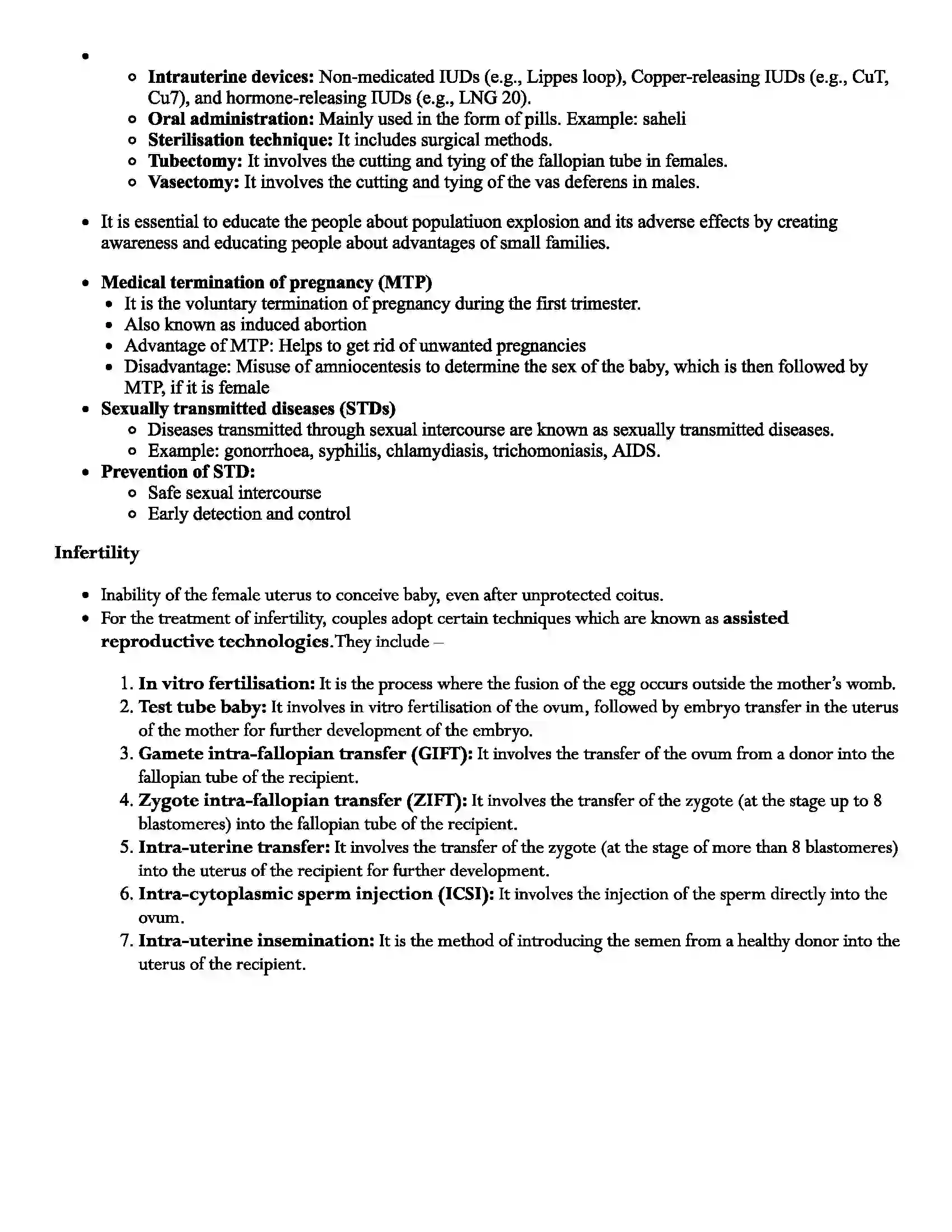 Maharashtra Board Class 12th Biology Human Reproduction Revision Note 8