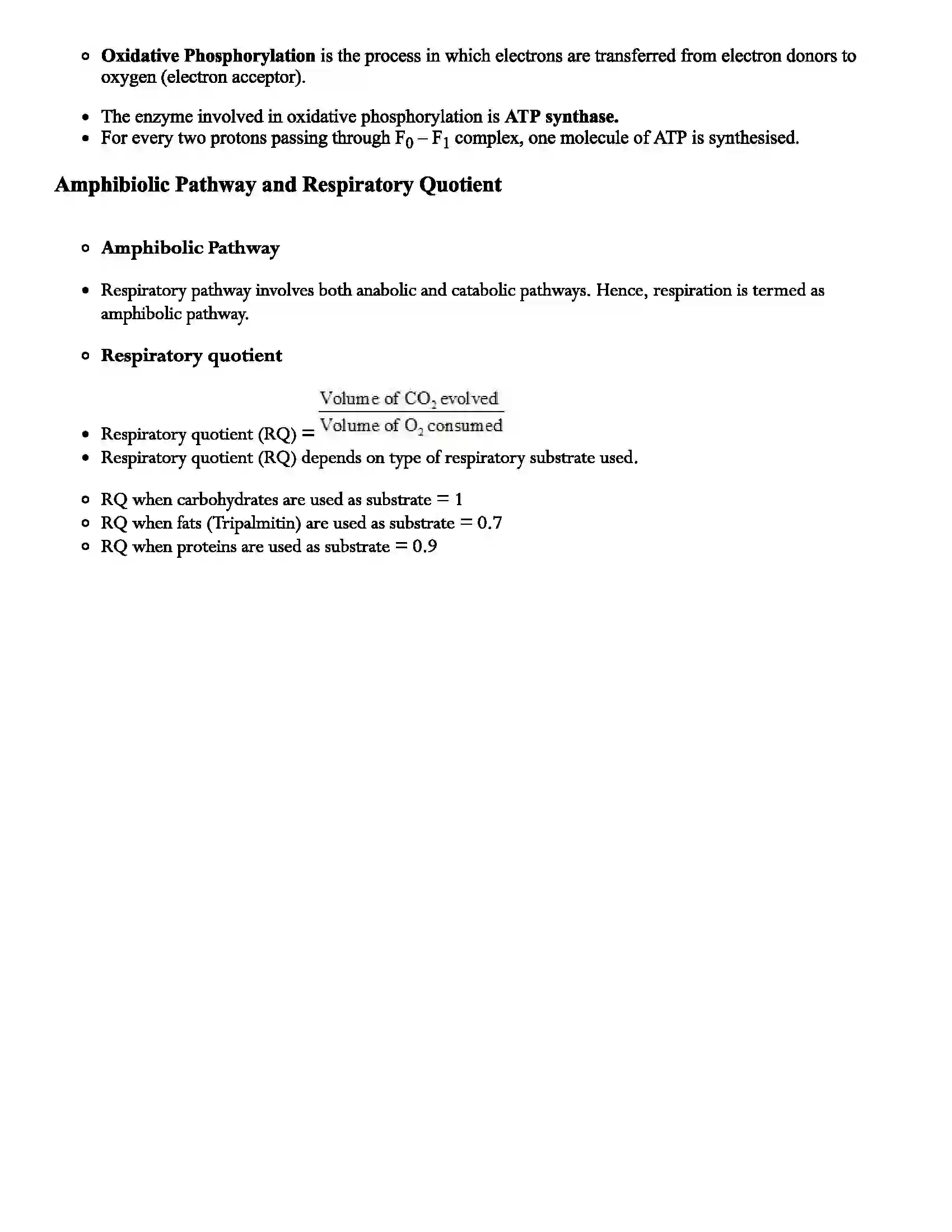 Maharashtra Board Class 12th Biology Respiration Revision Note 6