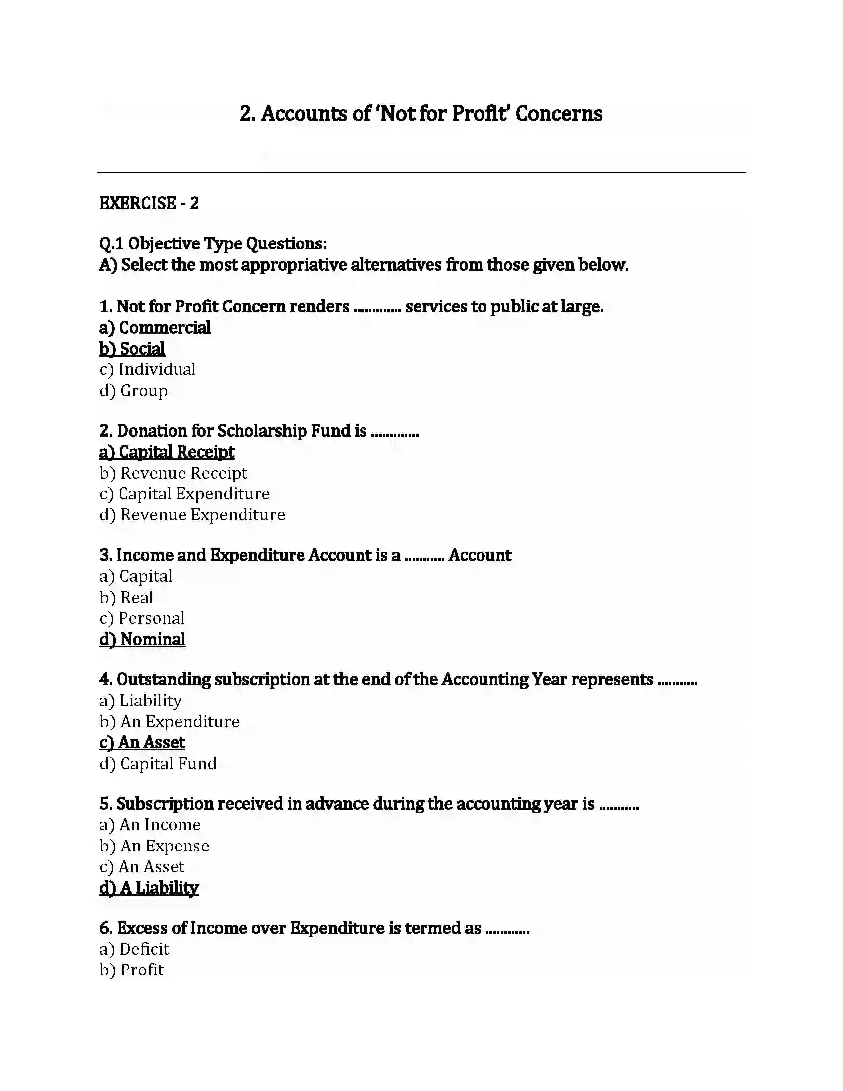 Maharashtra Board Class 12th Book-Keeping & Accountancy Accounts of ‘Not for Profit’ Concerns Revision Note 1