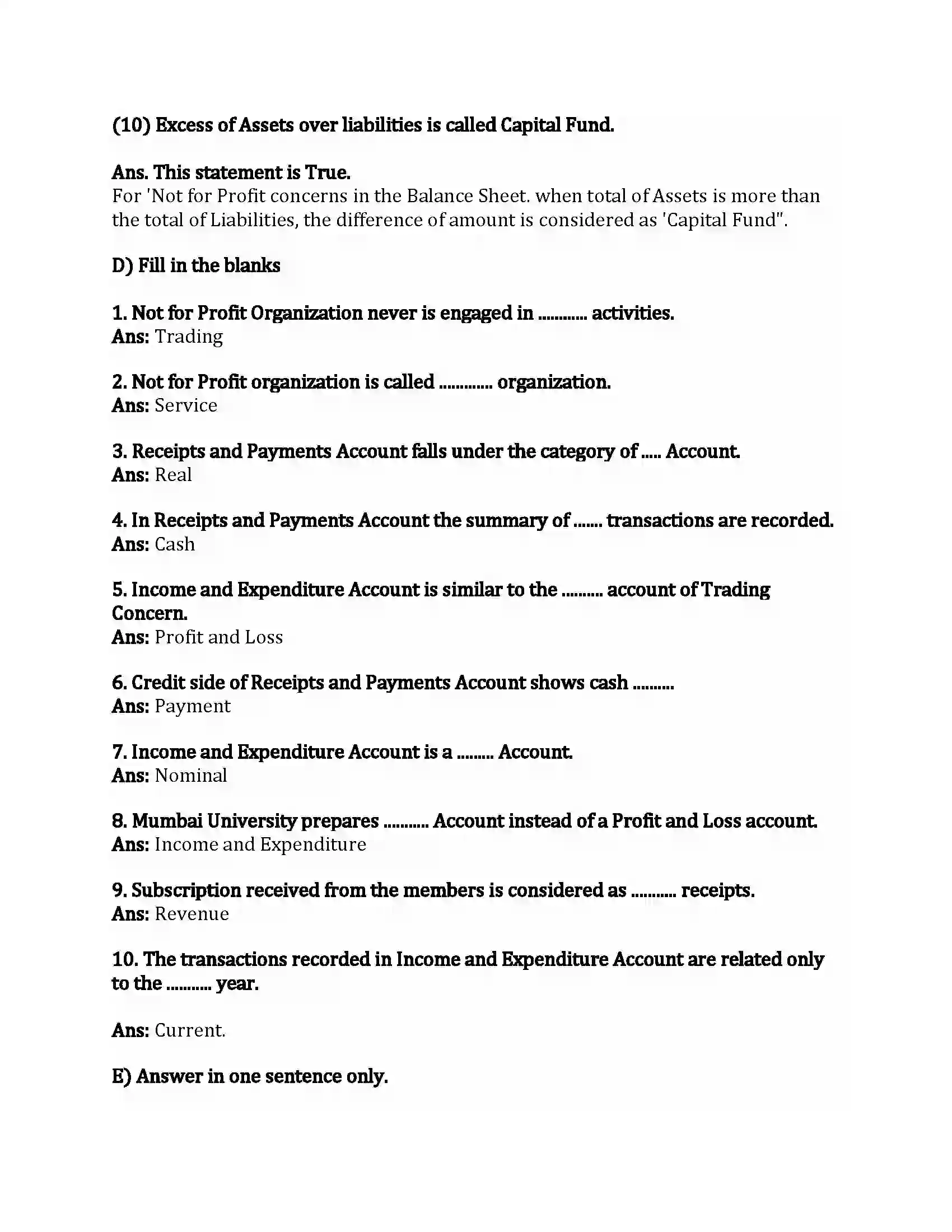 Maharashtra Board Class 12th Book-Keeping & Accountancy Accounts of ‘Not for Profit’ Concerns Revision Note 5