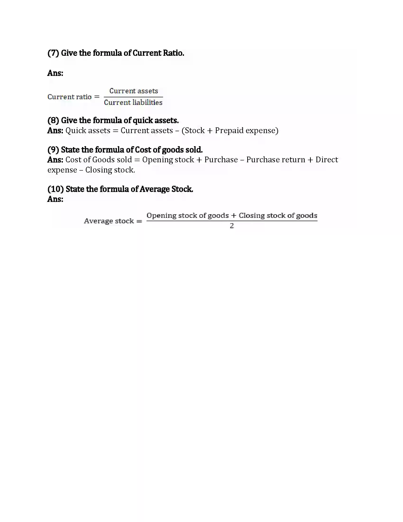 Maharashtra Board Class 12th Book-Keeping & Accountancy Analysis of Financial Statement Revision Note 7