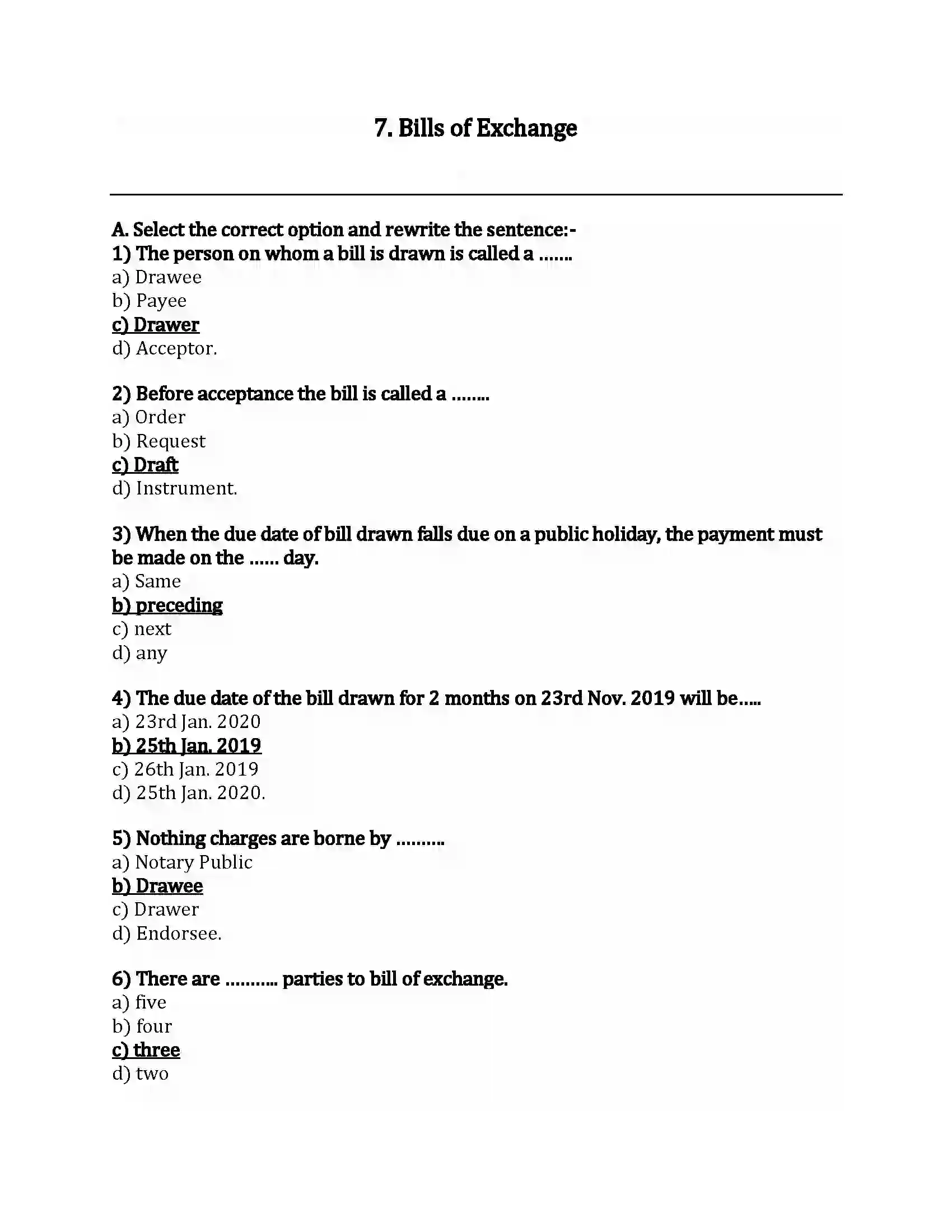 Maharashtra Board Class 12th Book-Keeping & Accountancy Bills of Exchange Revision Note 1