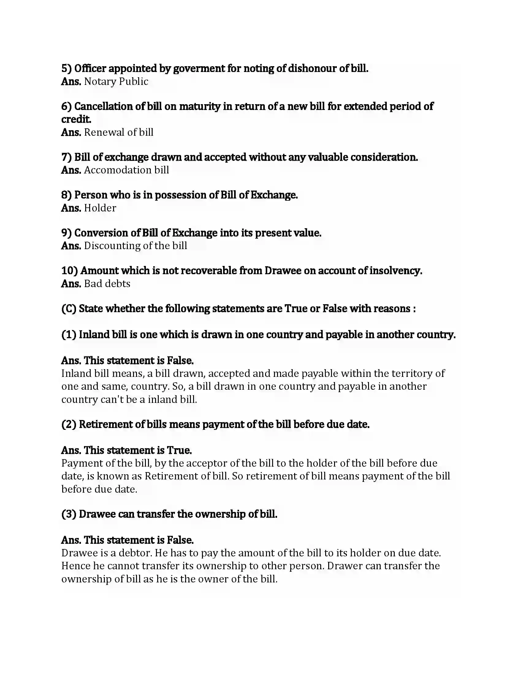 Maharashtra Board Class 12th Book-Keeping & Accountancy Bills of Exchange Revision Note 3