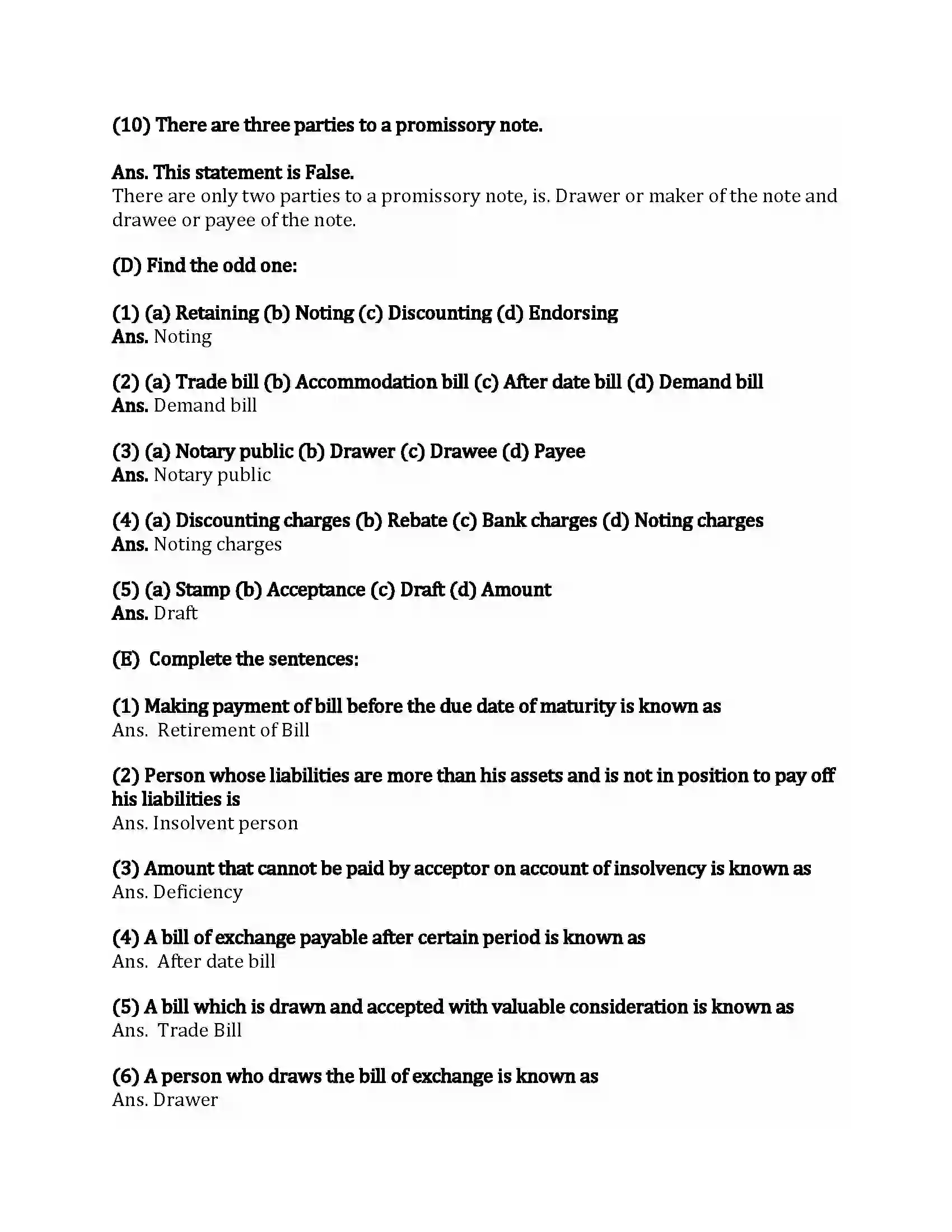 Maharashtra Board Class 12th Book-Keeping & Accountancy Bills of Exchange Revision Note 5