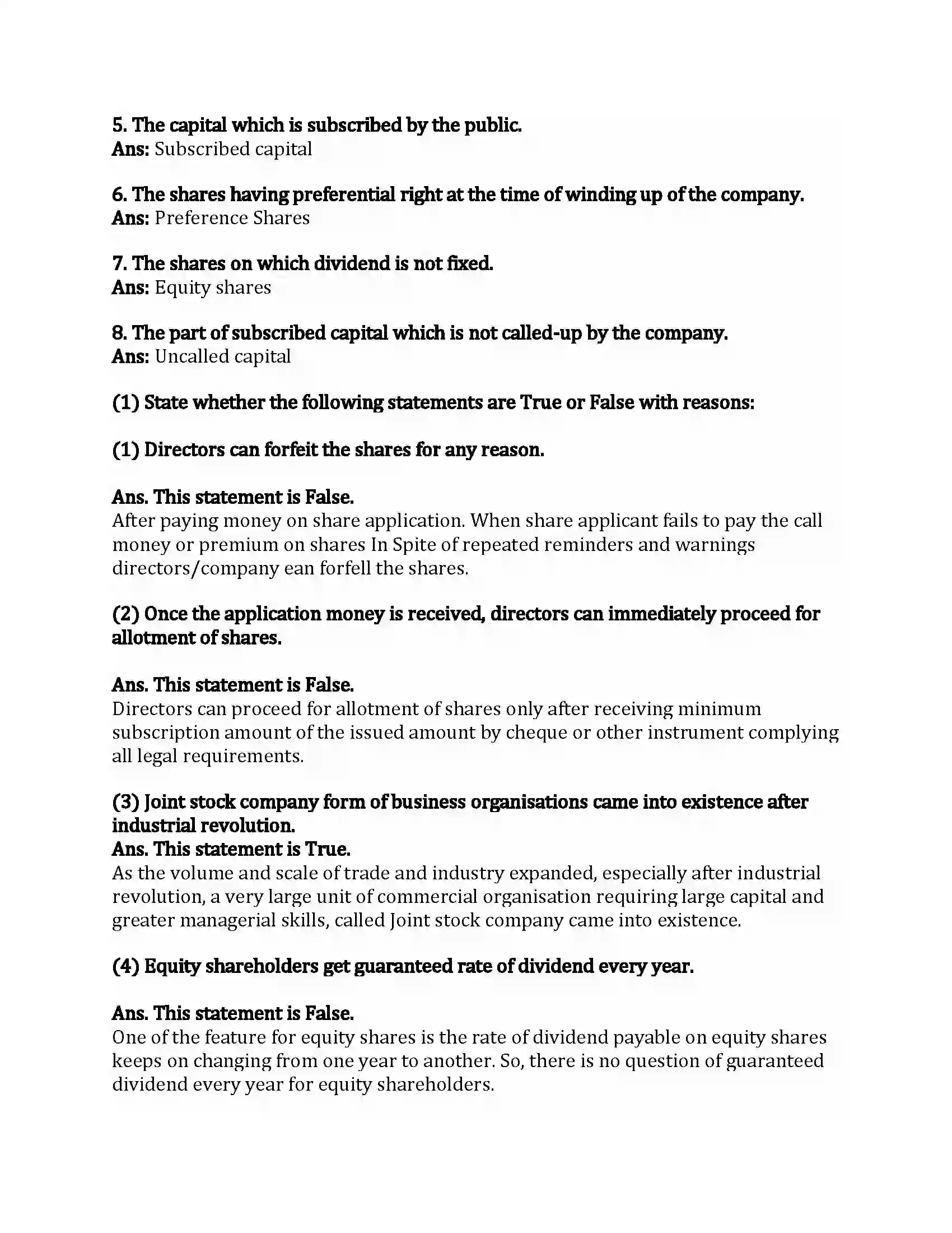 Maharashtra Board Class 12th Book-Keeping & Accountancy Company Accounts – Issue of shares Revision Note 3