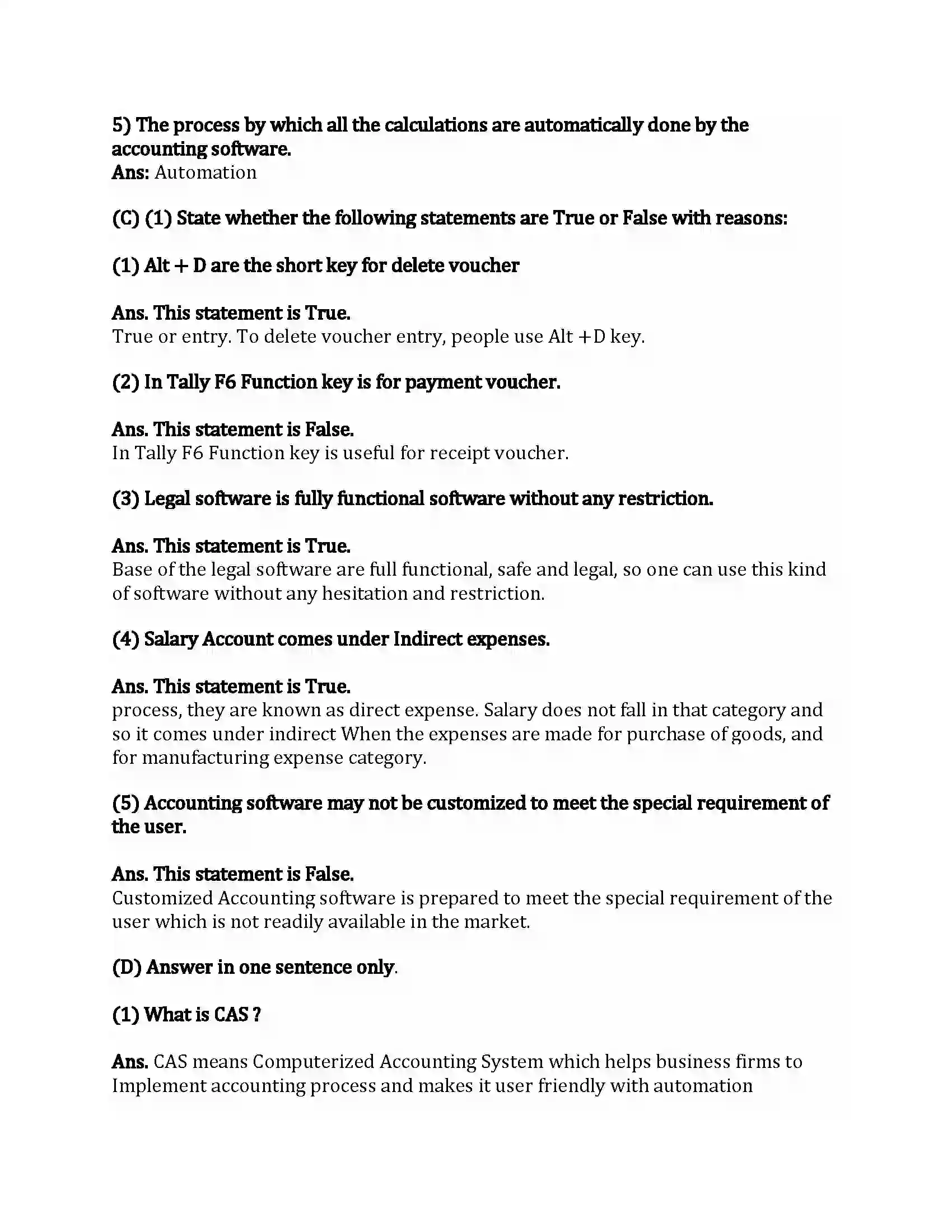 Maharashtra Board Class 12th Book-Keeping & Accountancy Computer in Accounting Revision Note 2