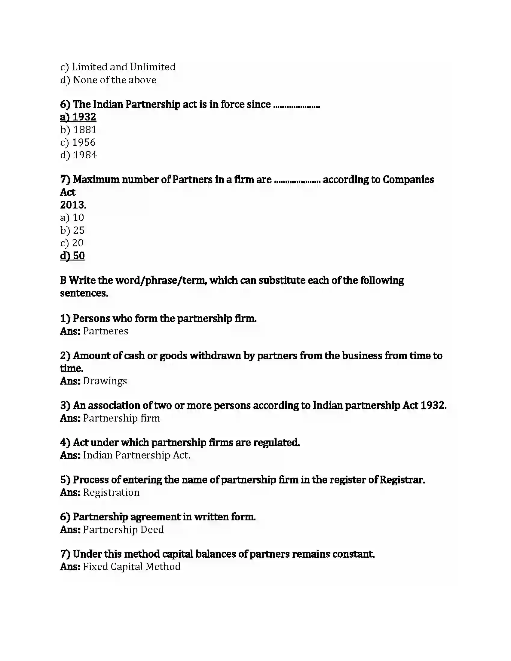 Maharashtra Board Class 12th Book-Keeping & Accountancy Introduction to Partnership and Partnership Final Accounts Revision Note 2