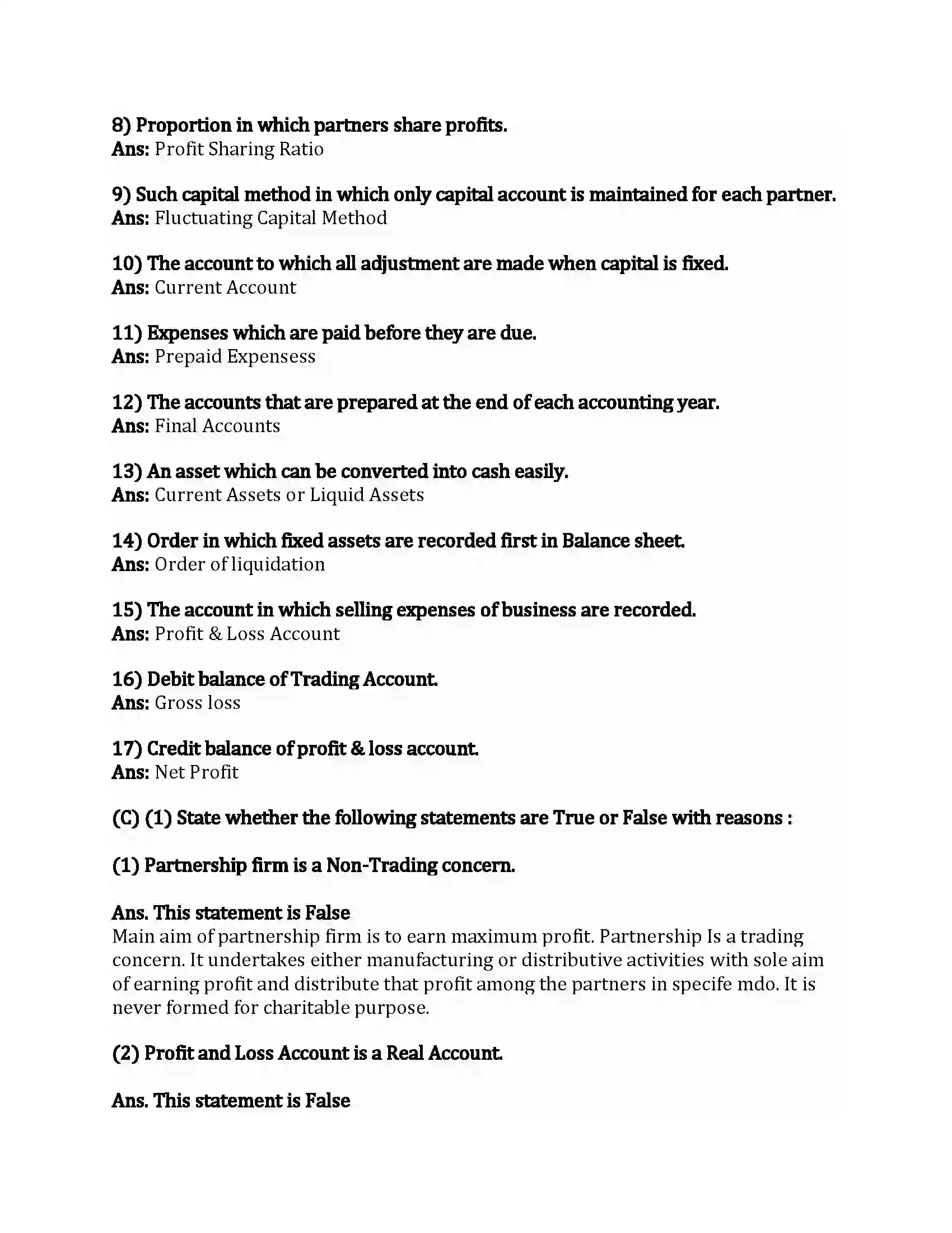 Maharashtra Board Class 12th Book-Keeping & Accountancy Introduction to Partnership and Partnership Final Accounts Revision Note 3