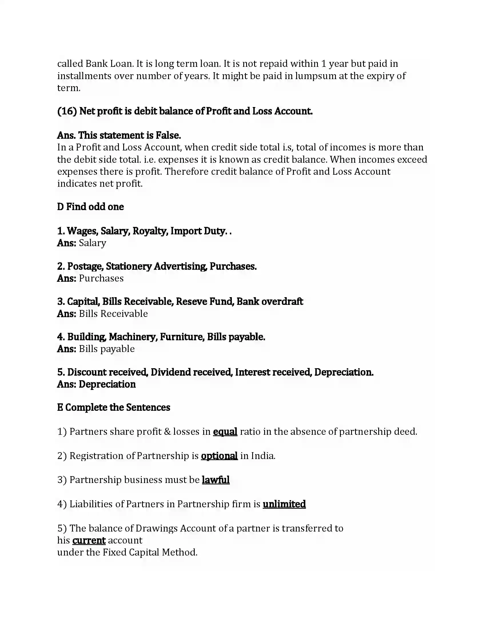 Maharashtra Board Class 12th Book-Keeping & Accountancy Introduction to Partnership and Partnership Final Accounts Revision Note 6
