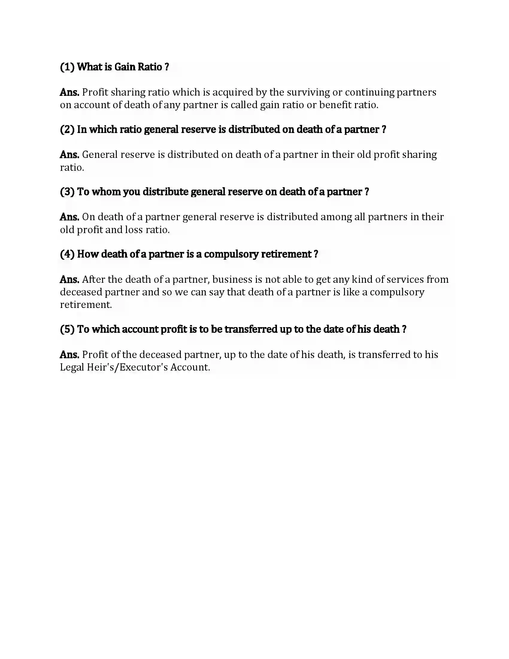 Maharashtra Board Class 12th Book-Keeping & Accountancy Reconstitution of Partnership (Death of Partner) Revision Note 4