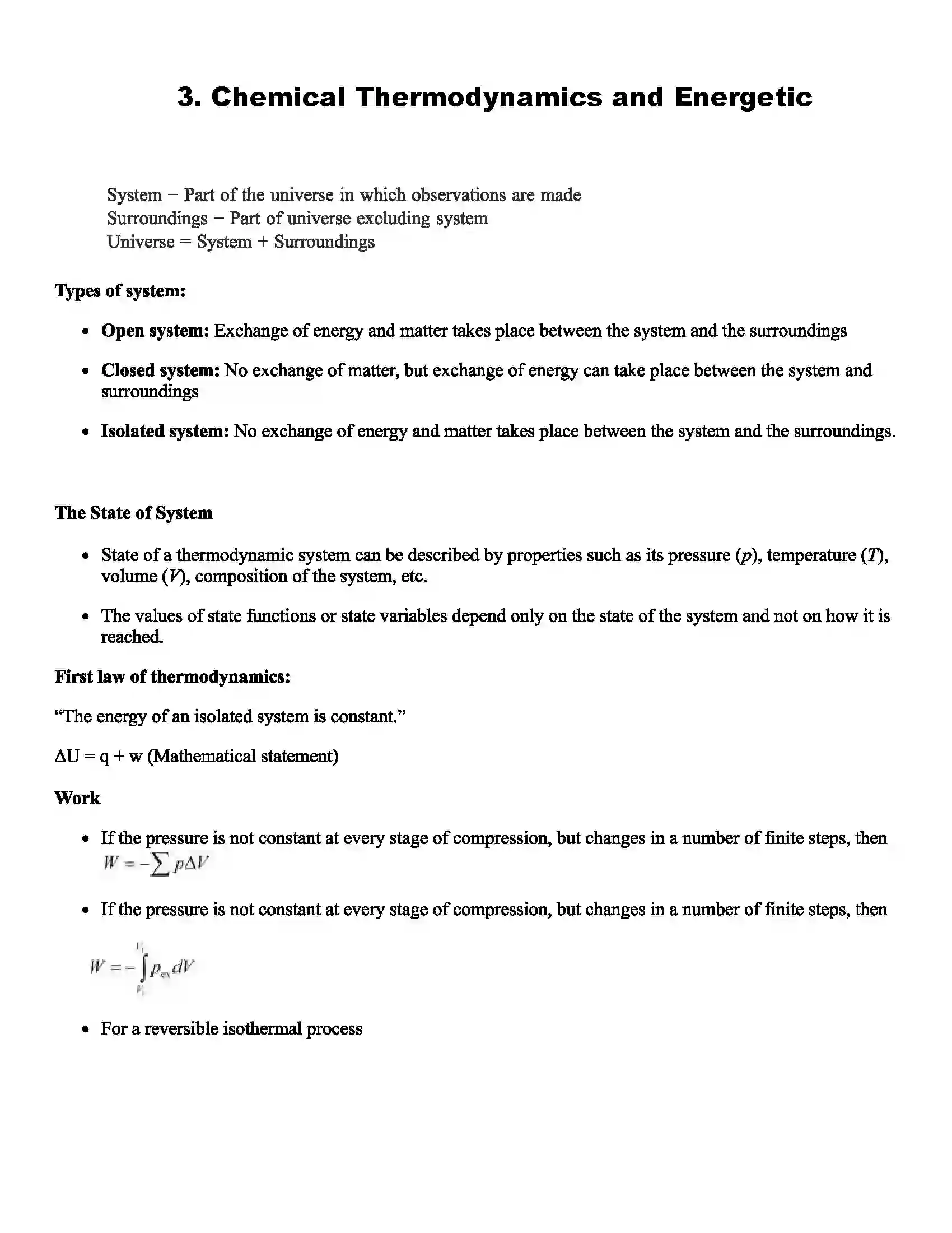 Maharashtra Board Class 12th Chemistry Chemical Thermodynamics and Energetic Revision Note 1