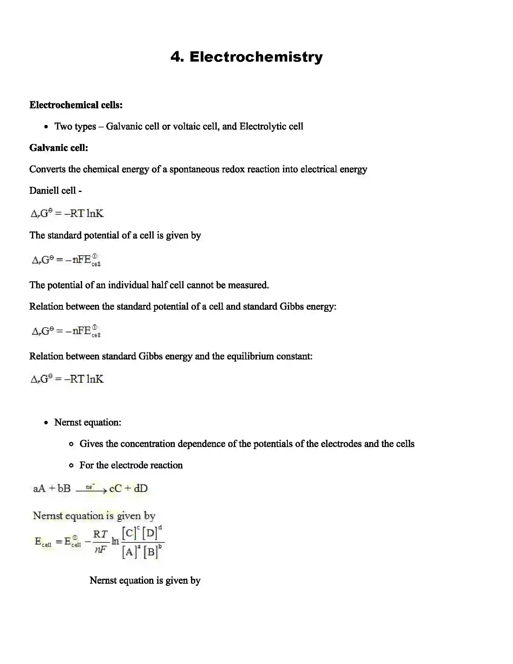 Maharashtra Board Class 12th Chemistry Electrochemistry Revision Note 1