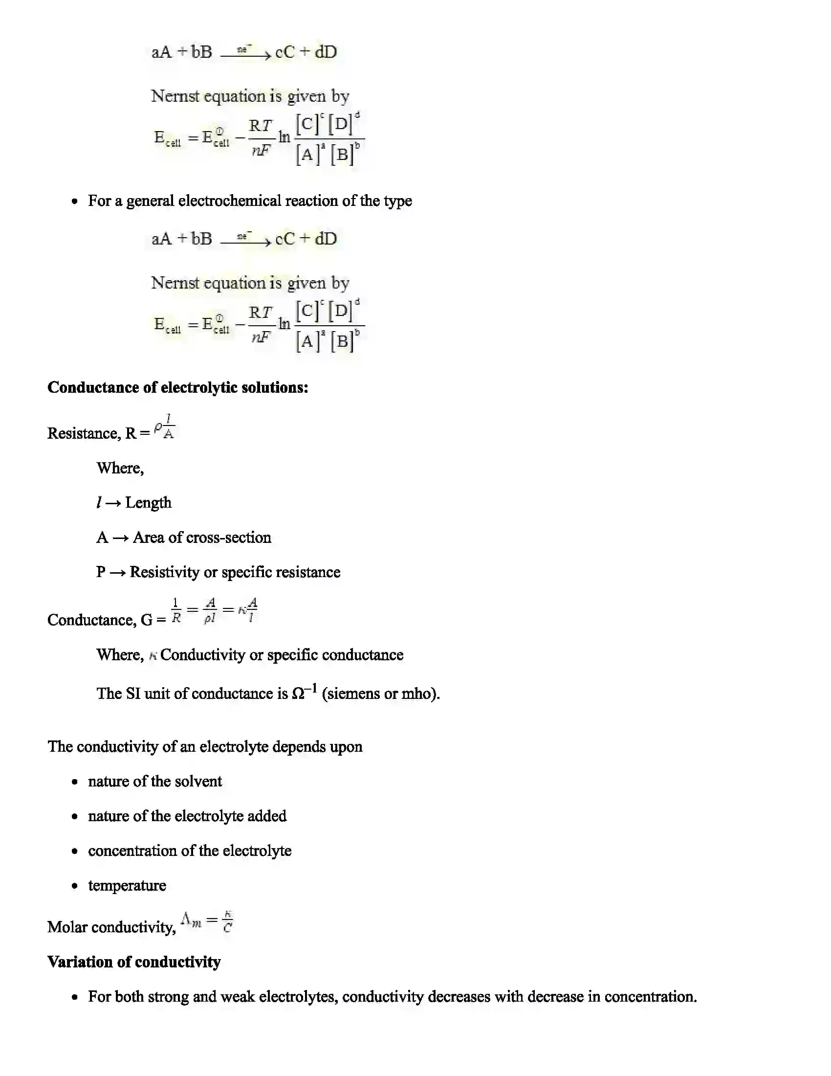 Maharashtra Board Class 12th Chemistry Electrochemistry Revision Note 2