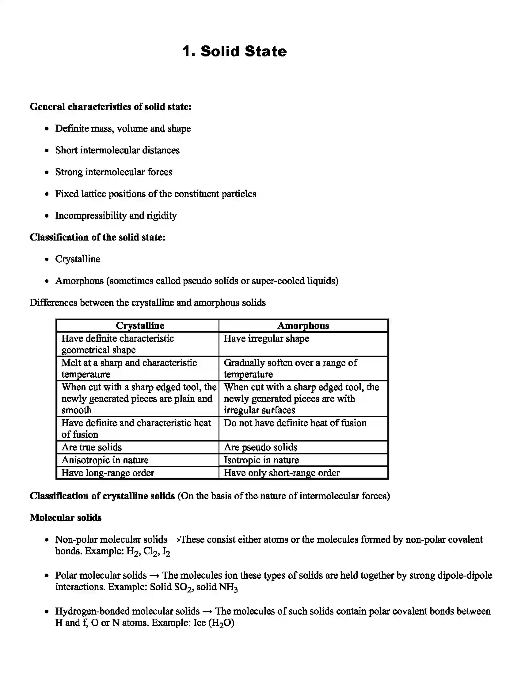 Maharashtra Board Class 12th Chemistry Solid State Revision Note 1
