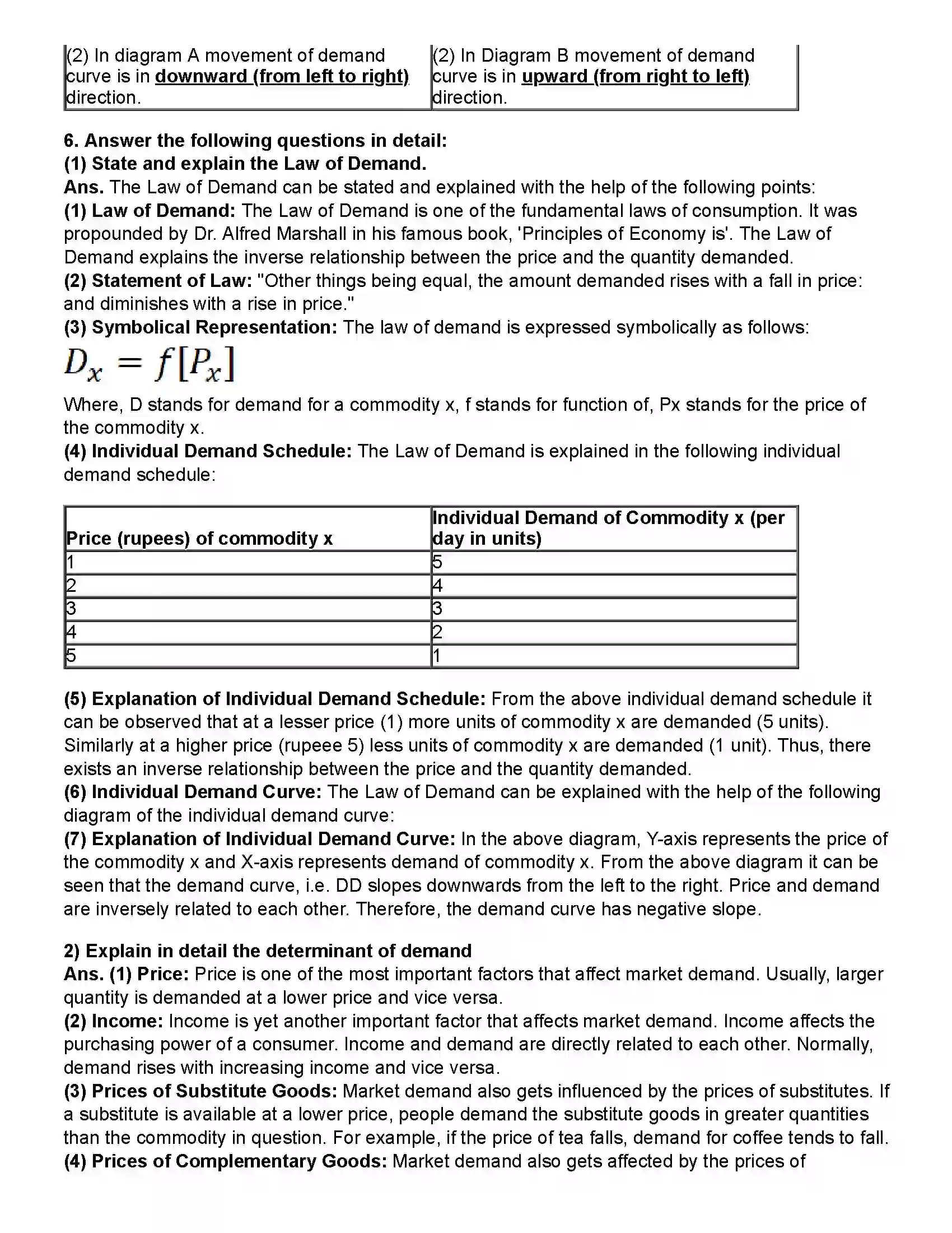 Maharashtra Board Class 12th Economics Demand Analysis Revision Note 6
