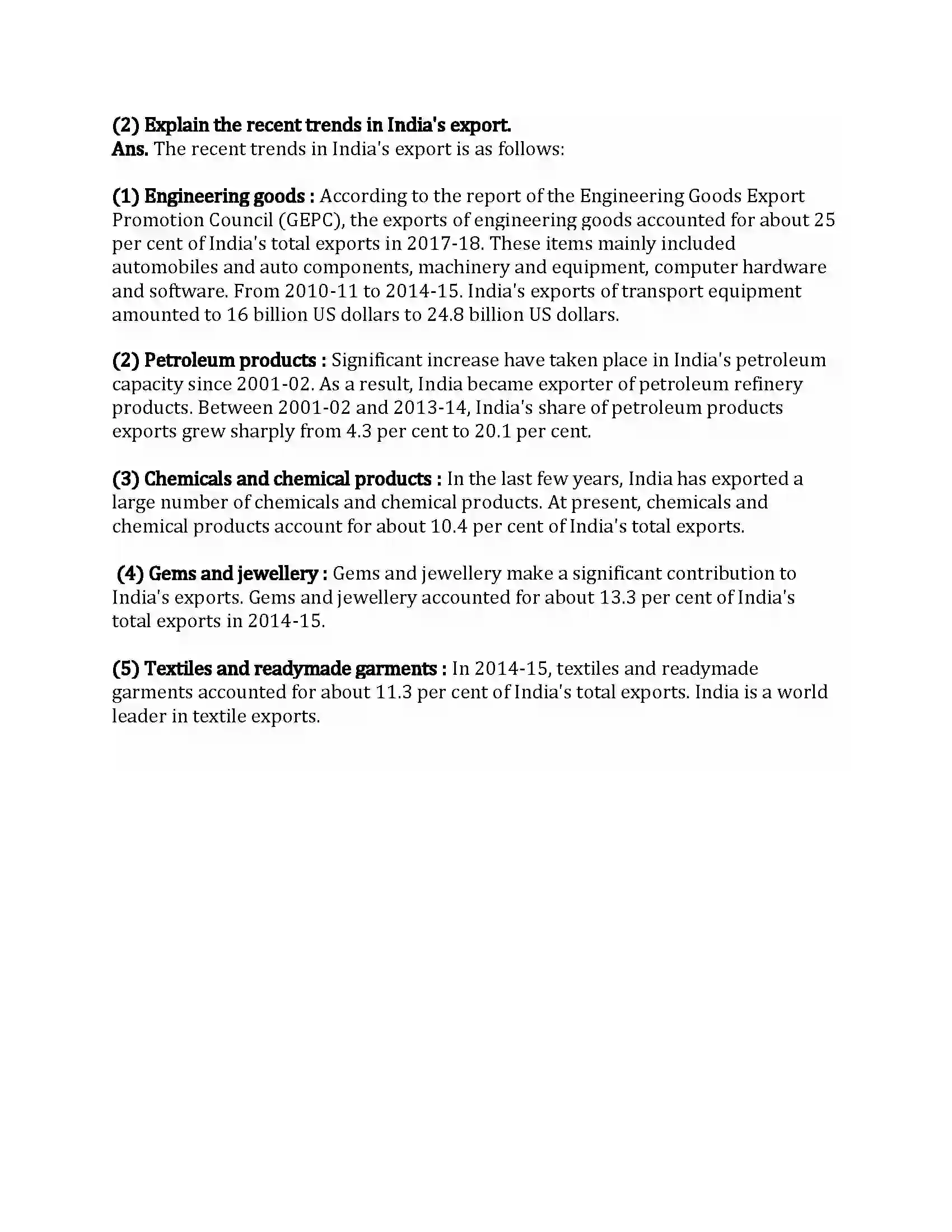 Maharashtra Board Class 12th Economics Foreign Trade of India Revision Note 9