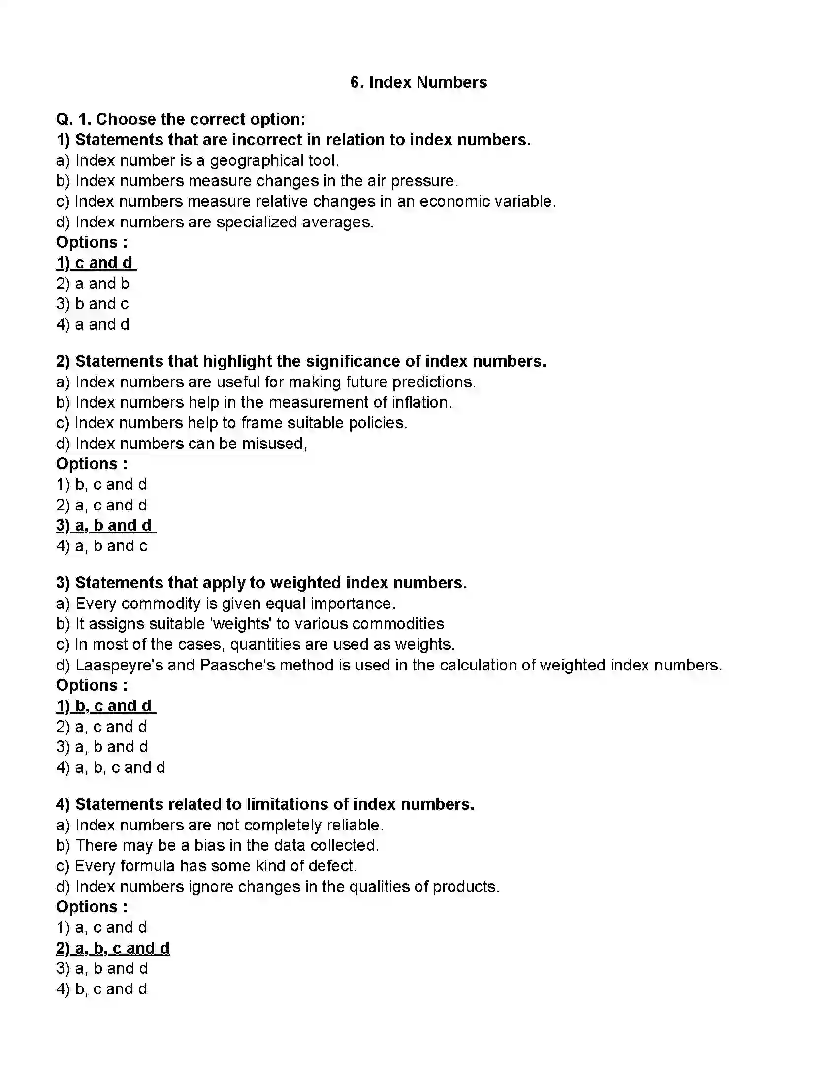 Maharashtra Board Class 12th Economics Index Numbers Revision Note 1