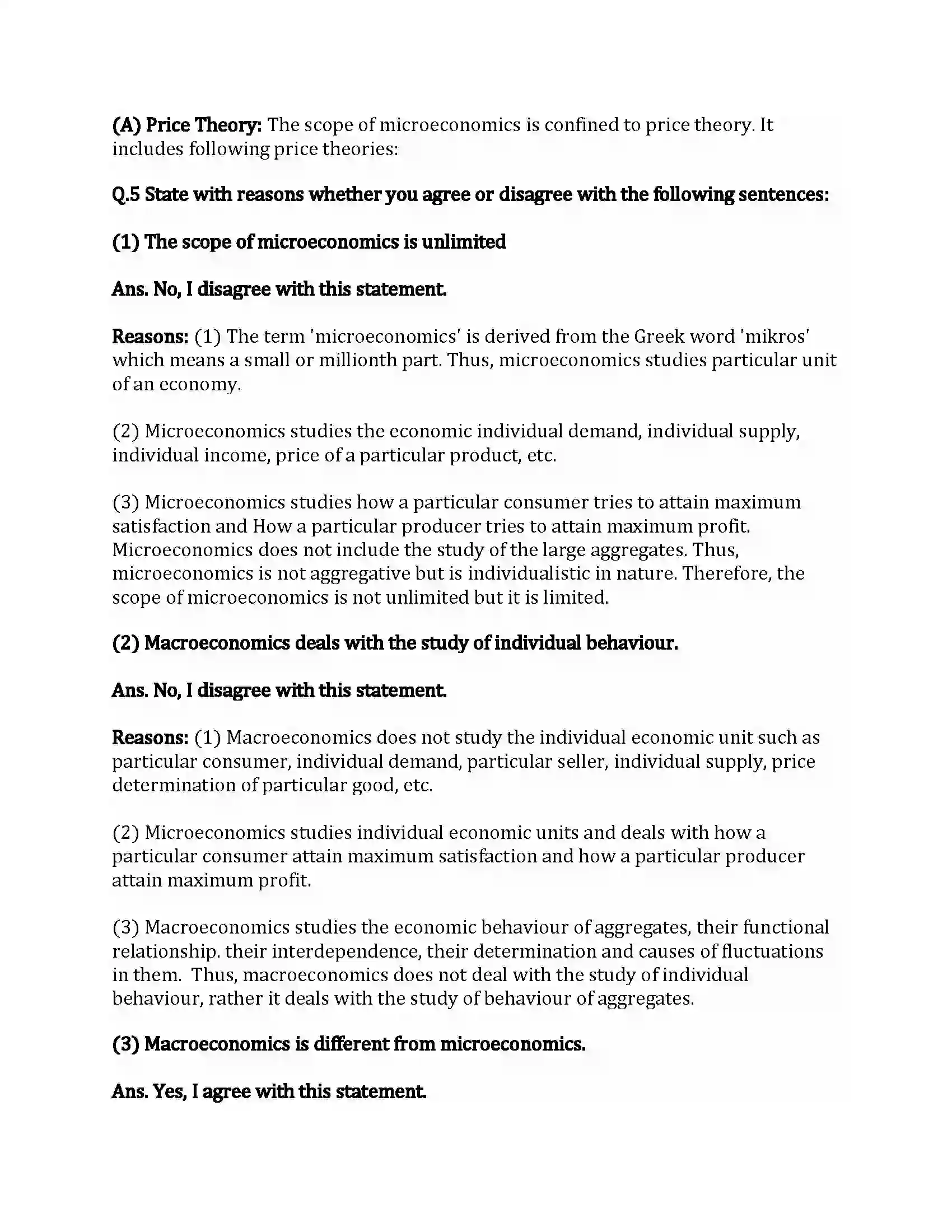 Maharashtra Board Class 12th Economics Introduction to Micro Economics & Macro Economics Revision Note 5