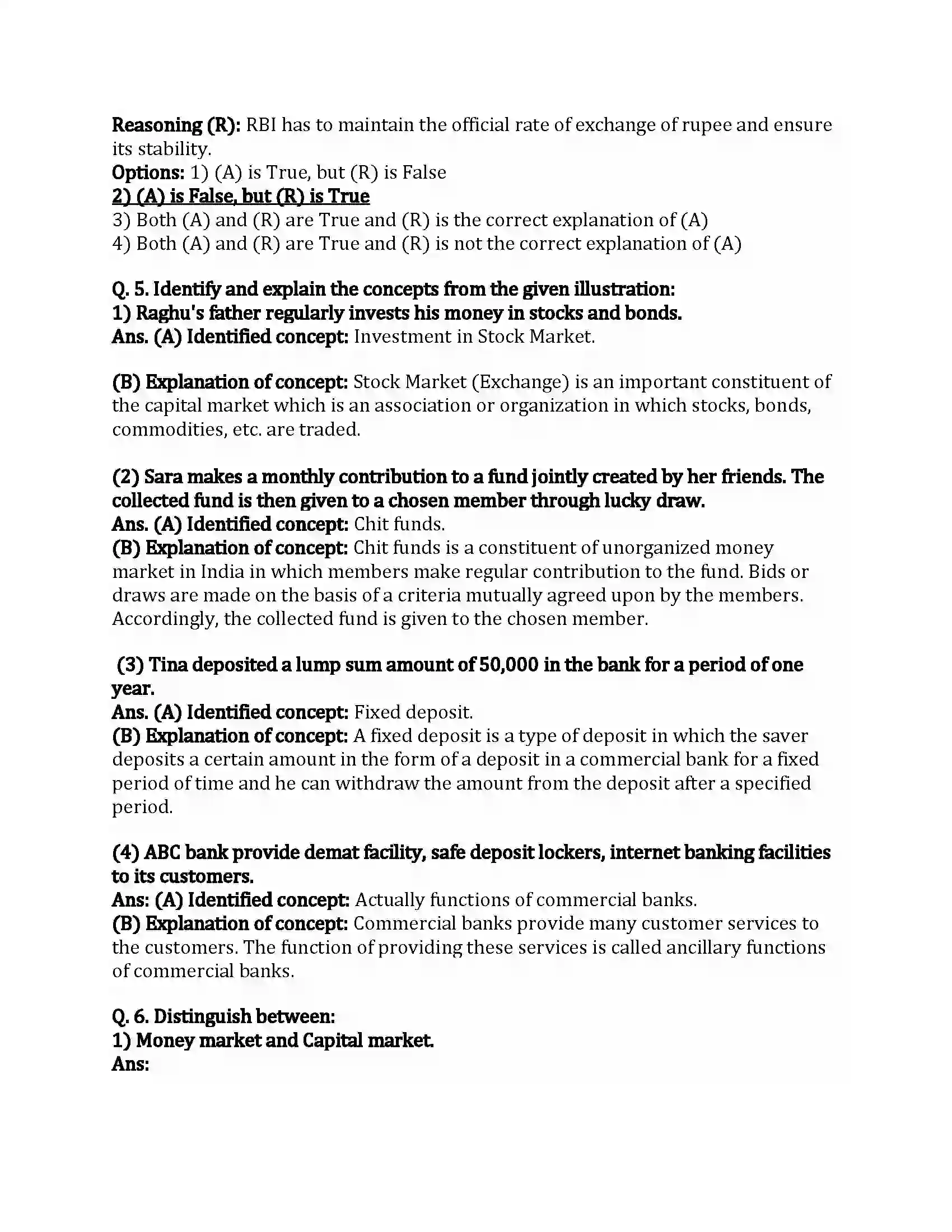 Maharashtra Board Class 12th Economics Money Market and Capital Market in India Revision Note 3