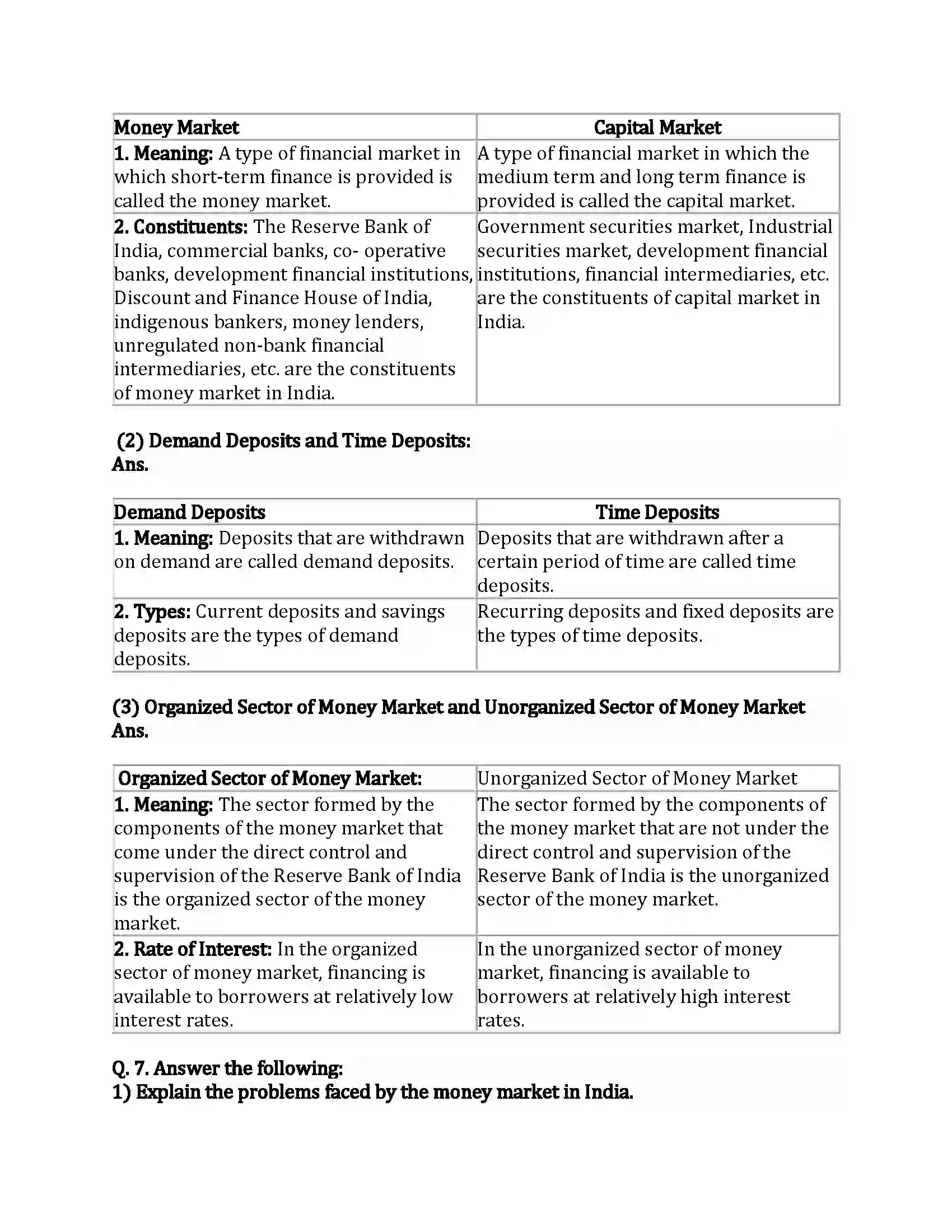 Maharashtra Board Class 12th Economics Money Market and Capital Market in India Revision Note 4