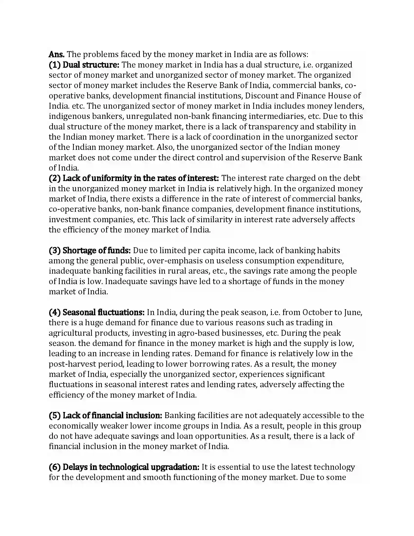 Maharashtra Board Class 12th Economics Money Market and Capital Market in India Revision Note 5