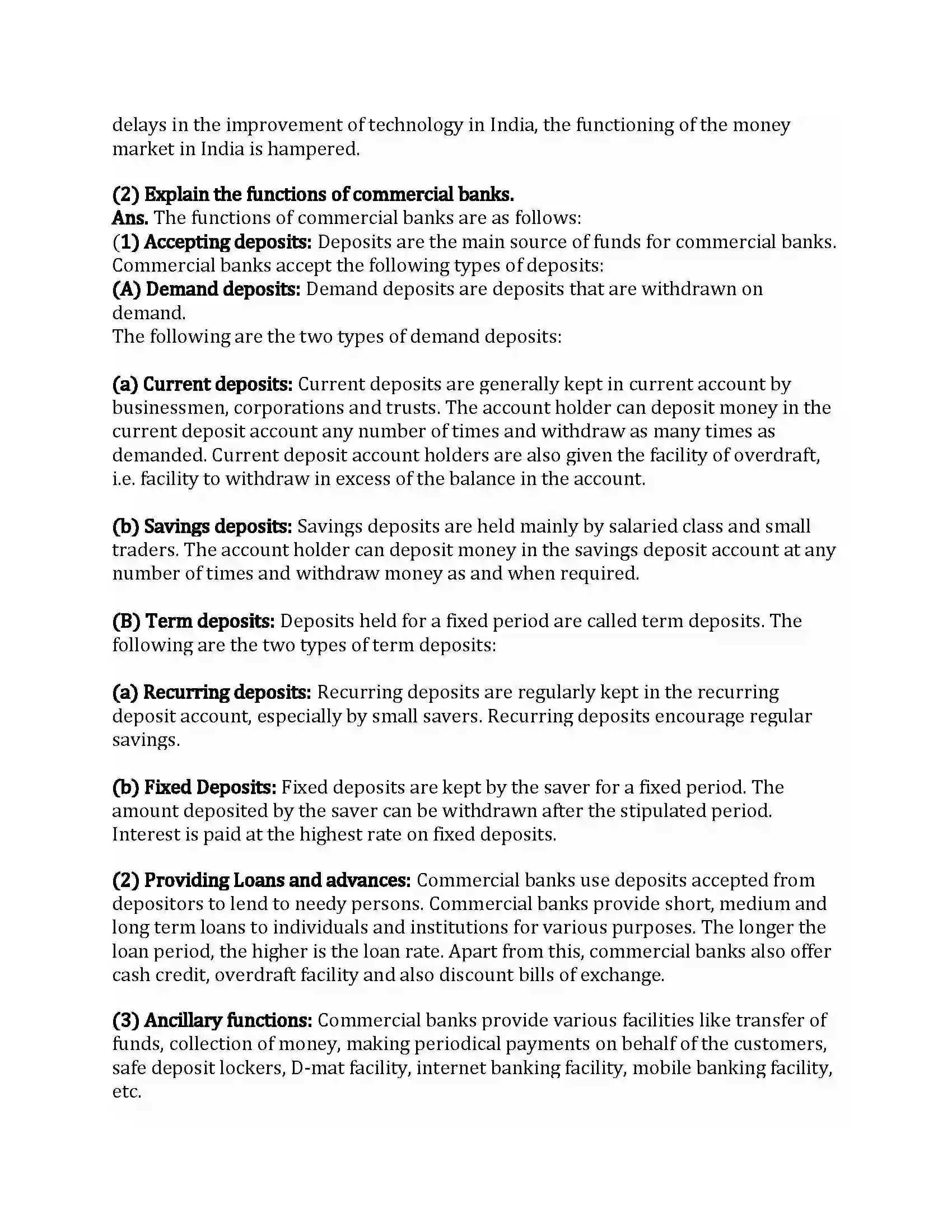 Maharashtra Board Class 12th Economics Money Market and Capital Market in India Revision Note 6