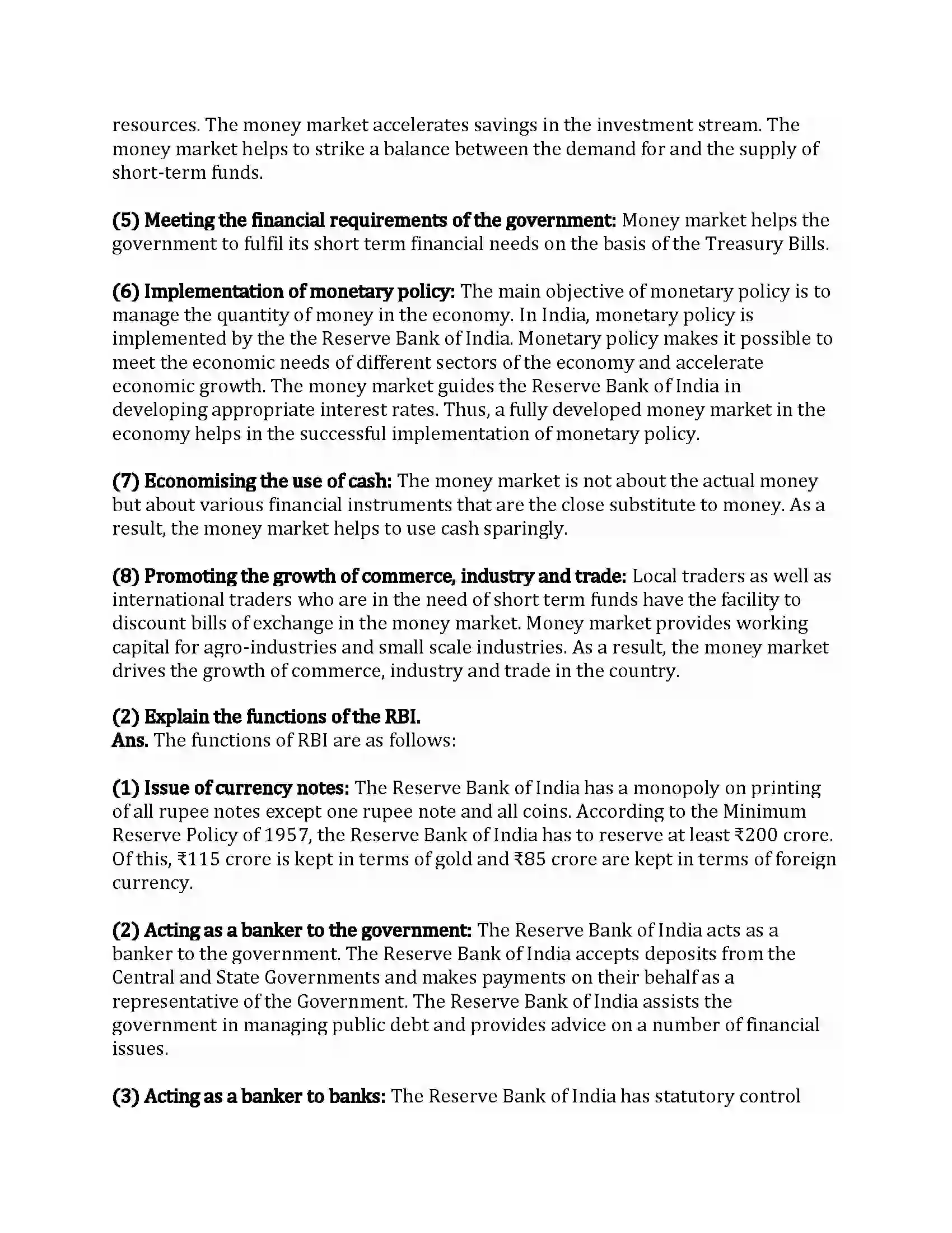 Maharashtra Board Class 12th Economics Money Market and Capital Market in India Revision Note 9