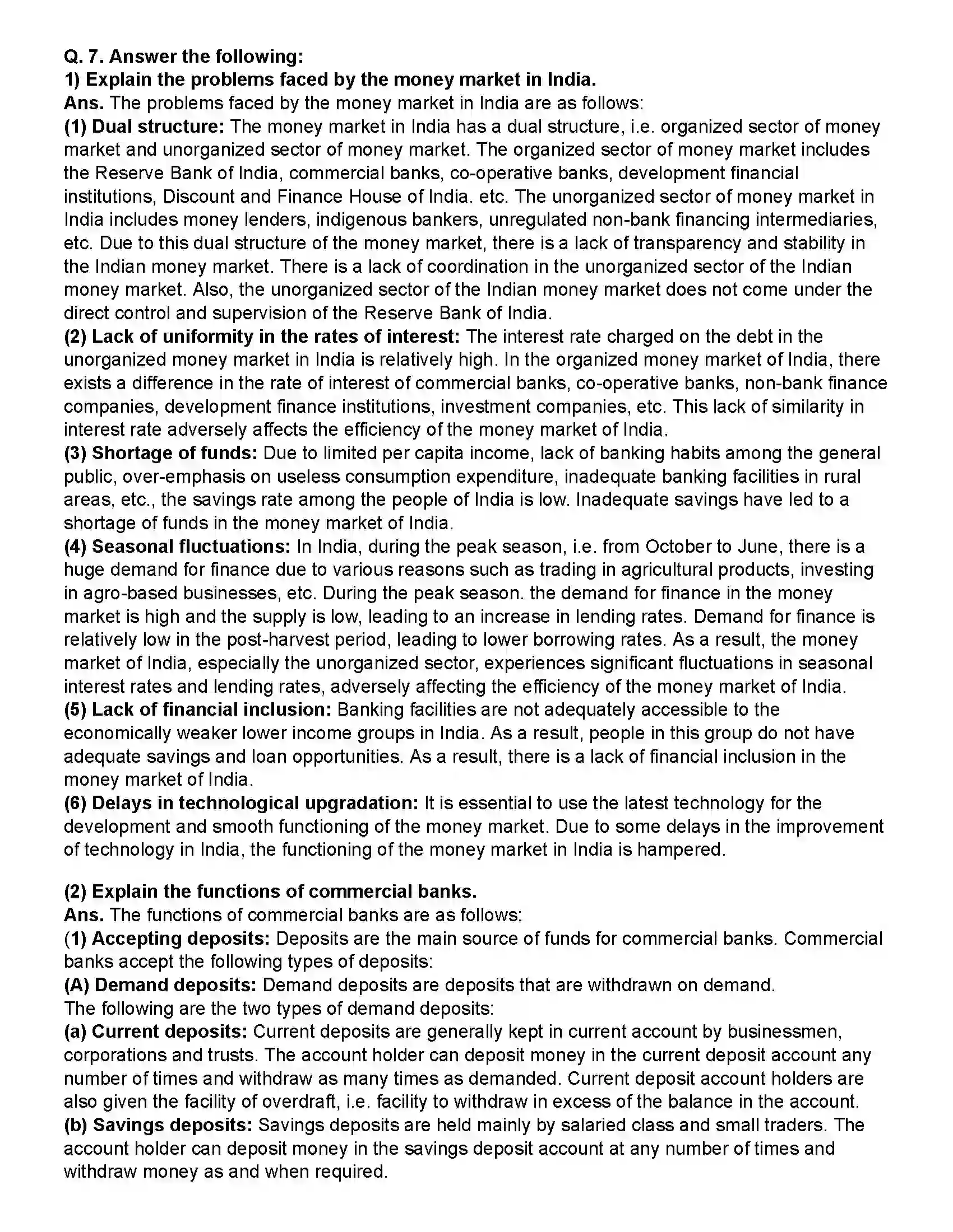 Maharashtra Board Class 12th Economics Money Market & Capital Market in India Revision Note 4