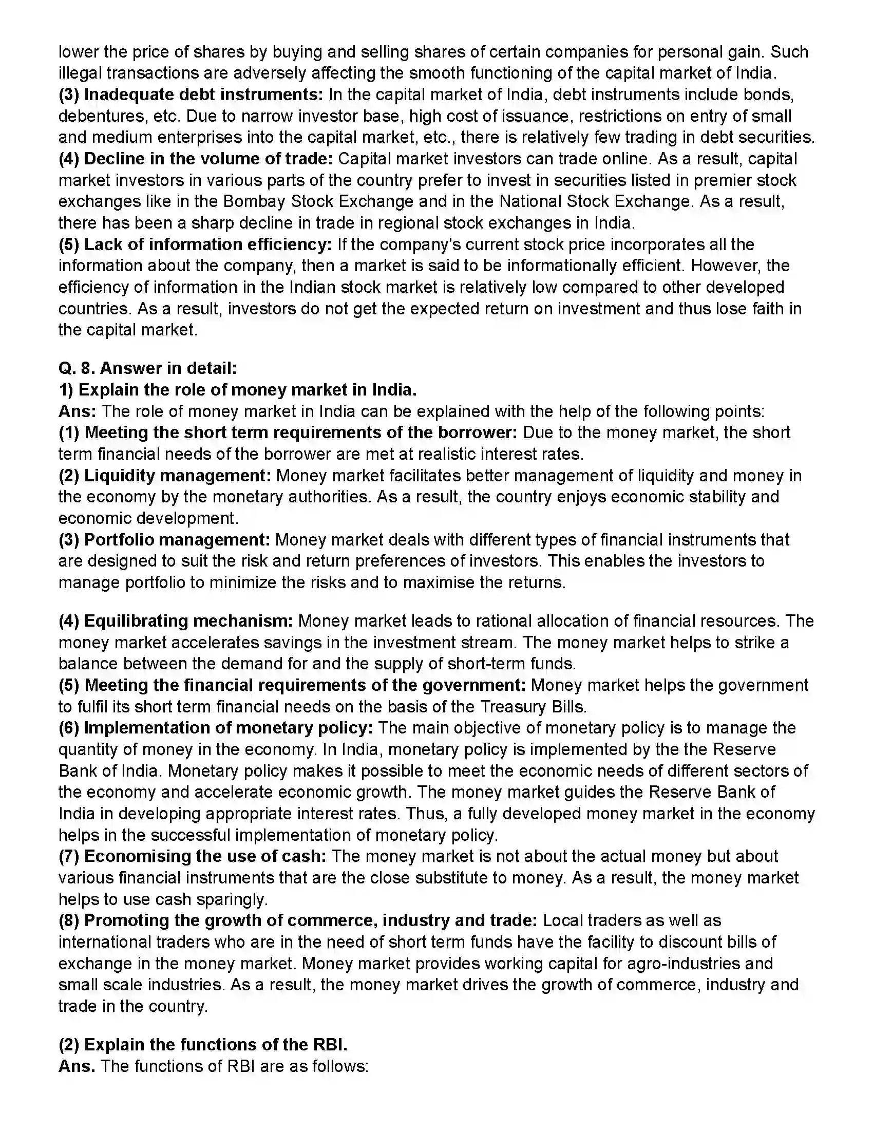 Maharashtra Board Class 12th Economics Money Market & Capital Market in India Revision Note 6