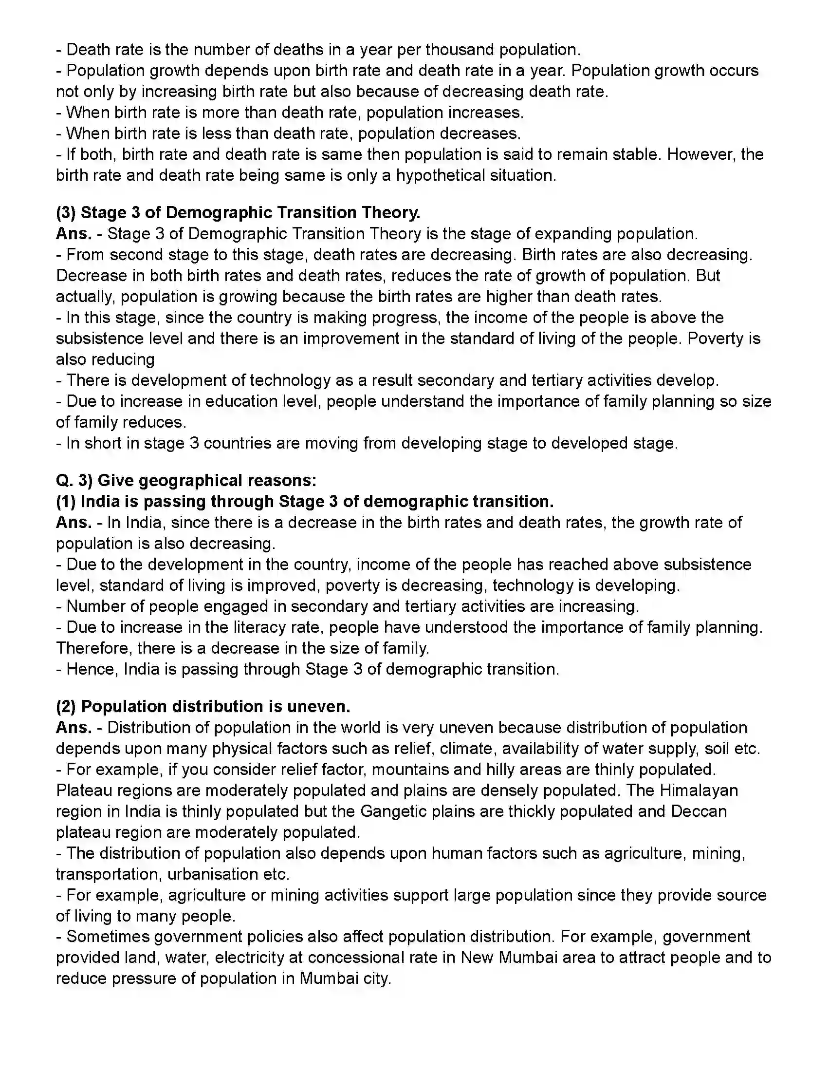 Maharashtra Board Class 12th Geography Population - Part 1 Revision Note 2