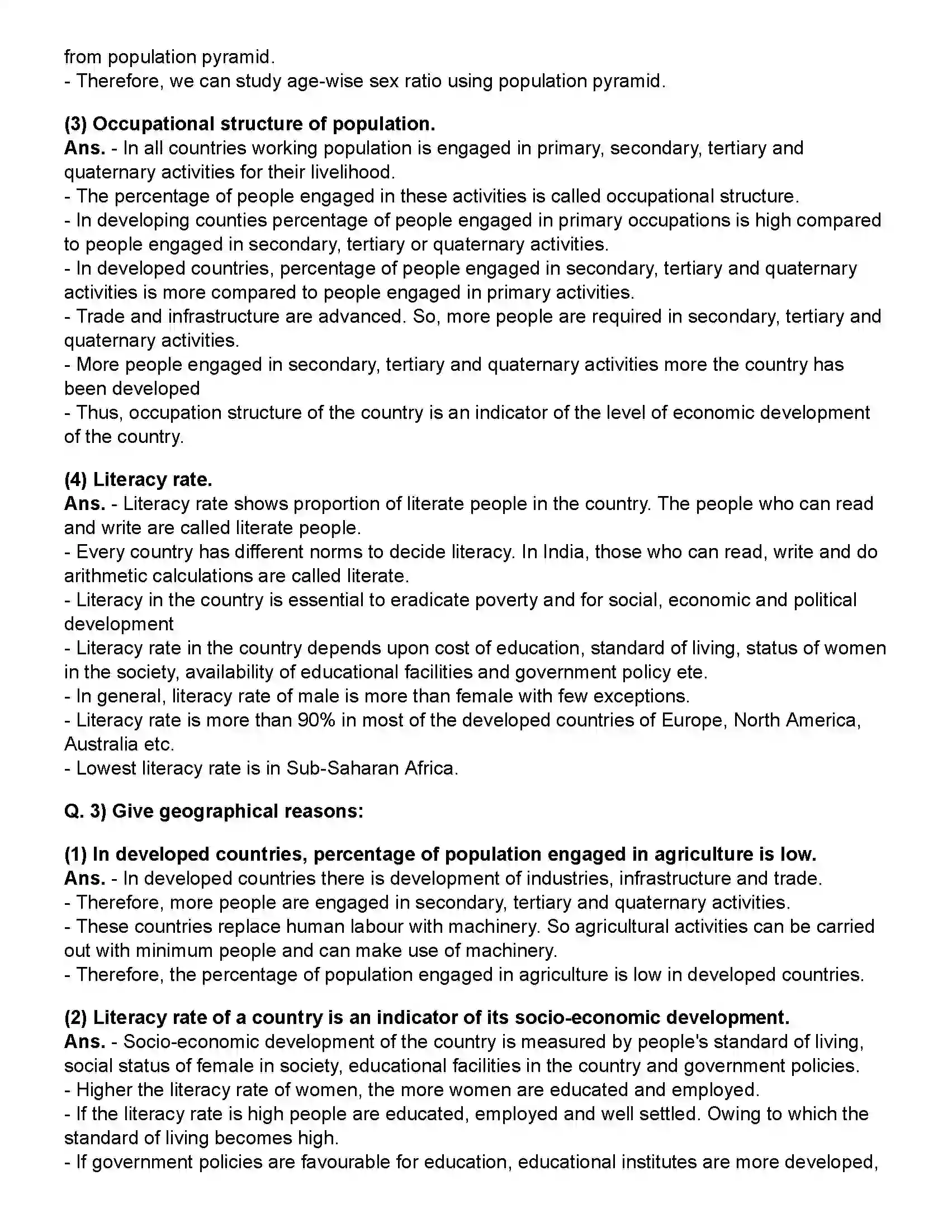 Maharashtra Board Class 12th Geography Population - Part 2 Revision Note 2