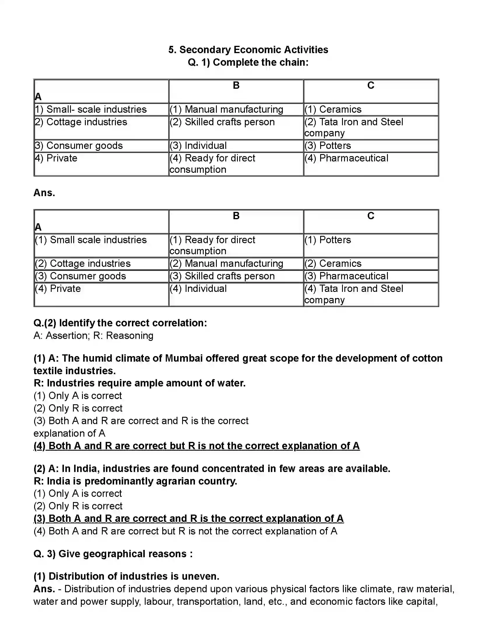 Maharashtra Board Class 12th Geography Second Economic Activities Revision Note 1