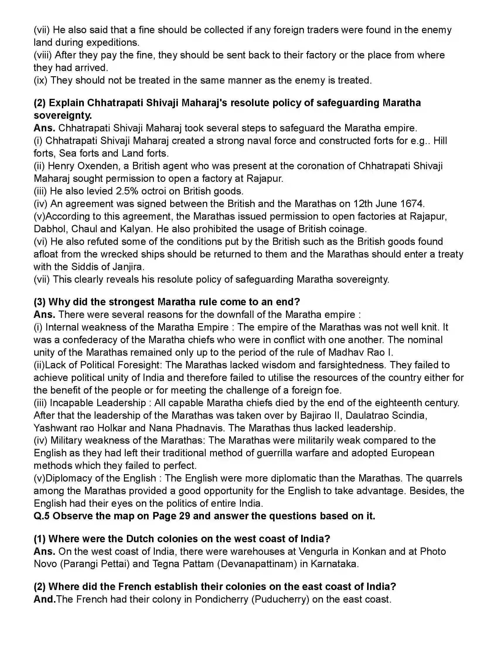Maharashtra Board Class 12th History Colonialism and the Marathas Revision Note 3