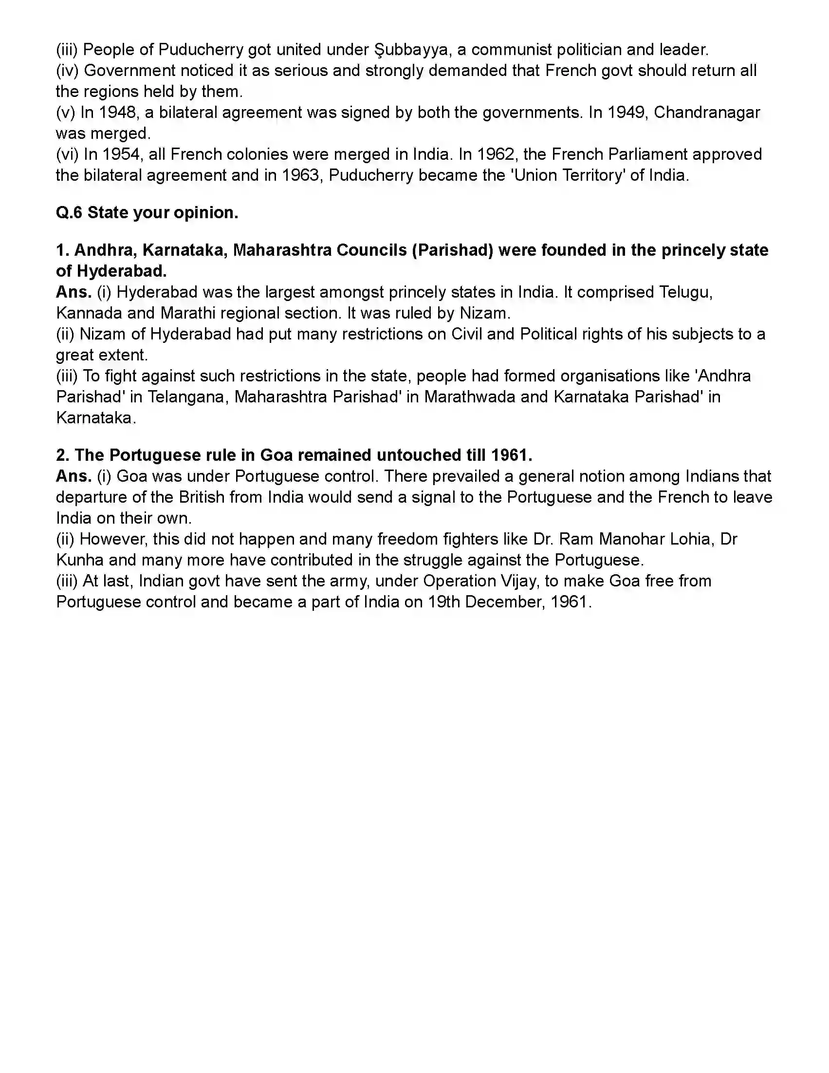 Maharashtra Board Class 12th History Decolonisation to Political Integration of India Revision Note 4