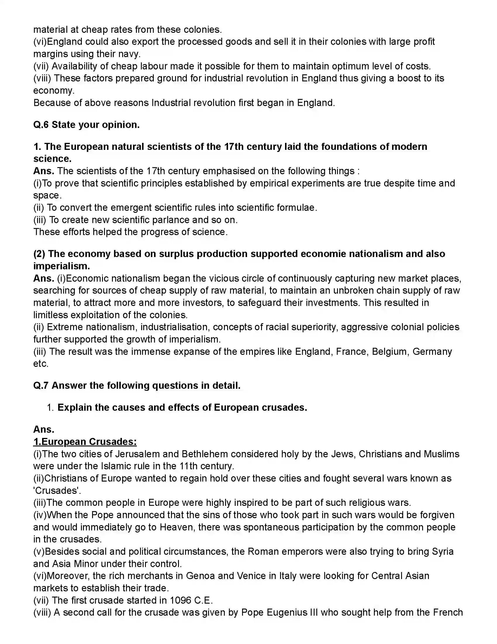 Maharashtra Board Class 12th History Renaissance in Europe & Development of Science Revision Note 4