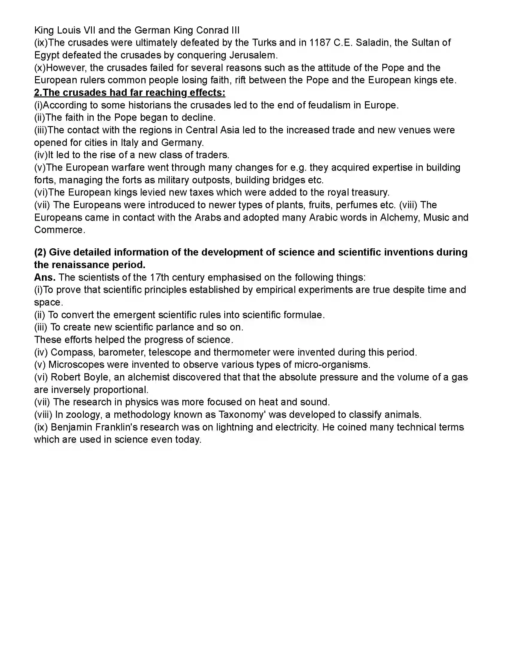 Maharashtra Board Class 12th History Renaissance in Europe & Development of Science Revision Note 5