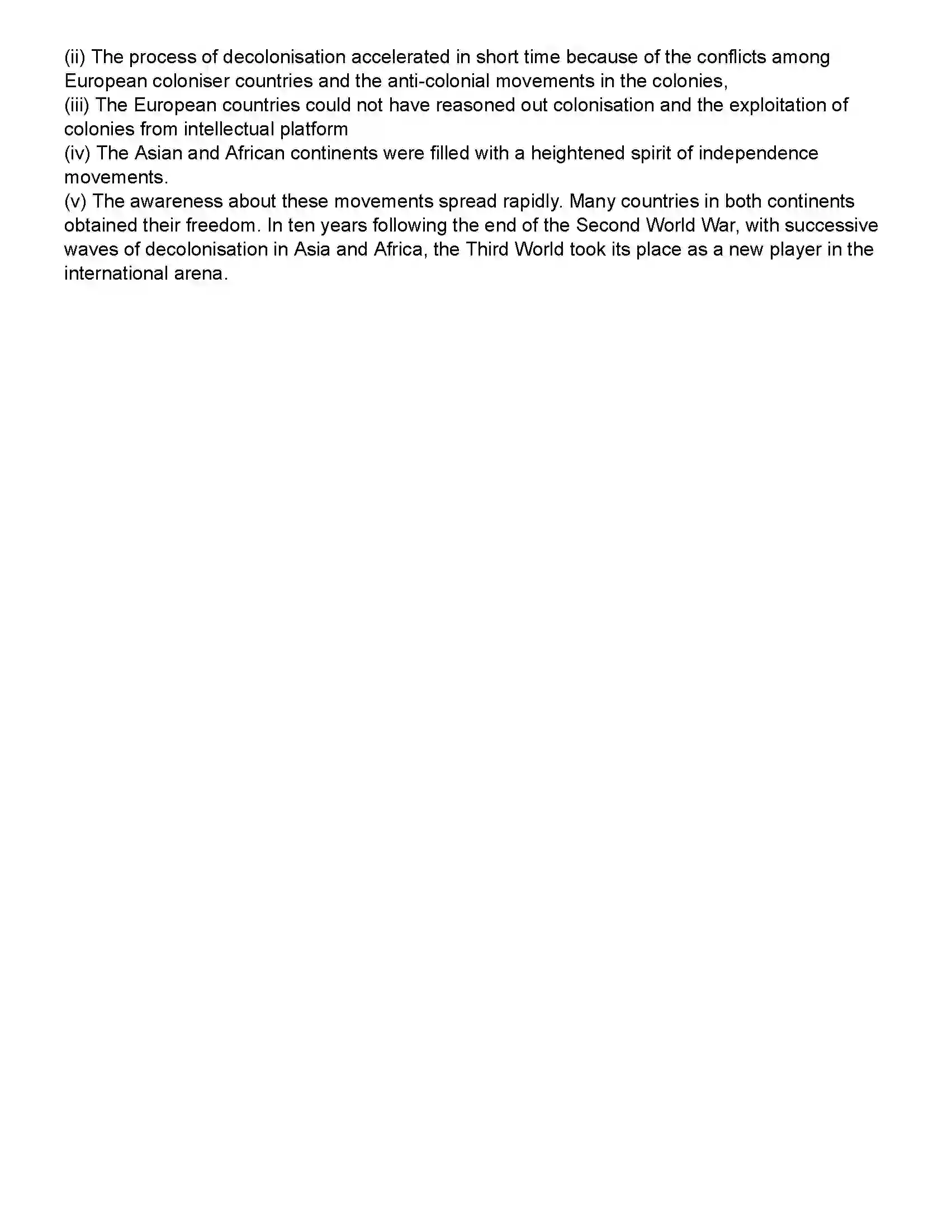 Maharashtra Board Class 12th History World - Decolonisation Revision Note 3