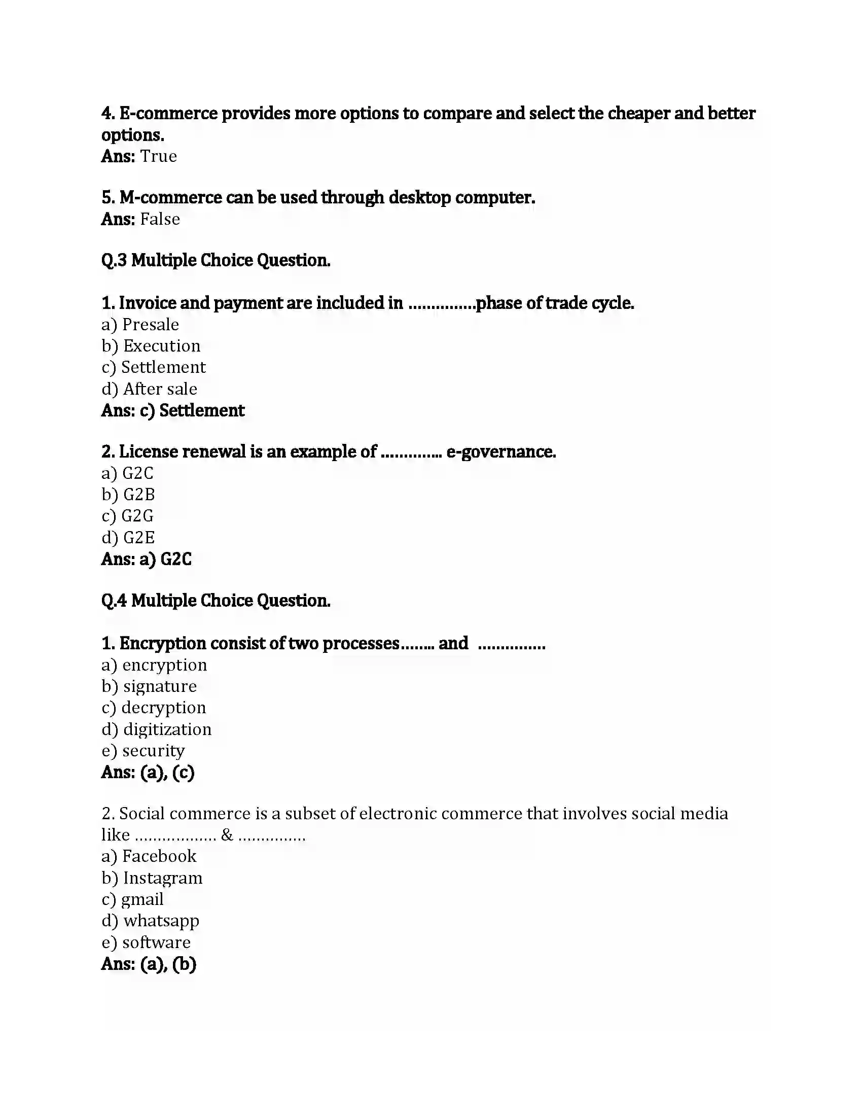 Maharashtra Board Class 12th Infromation Technology E-Commerce and E-Governance Revision Note 2