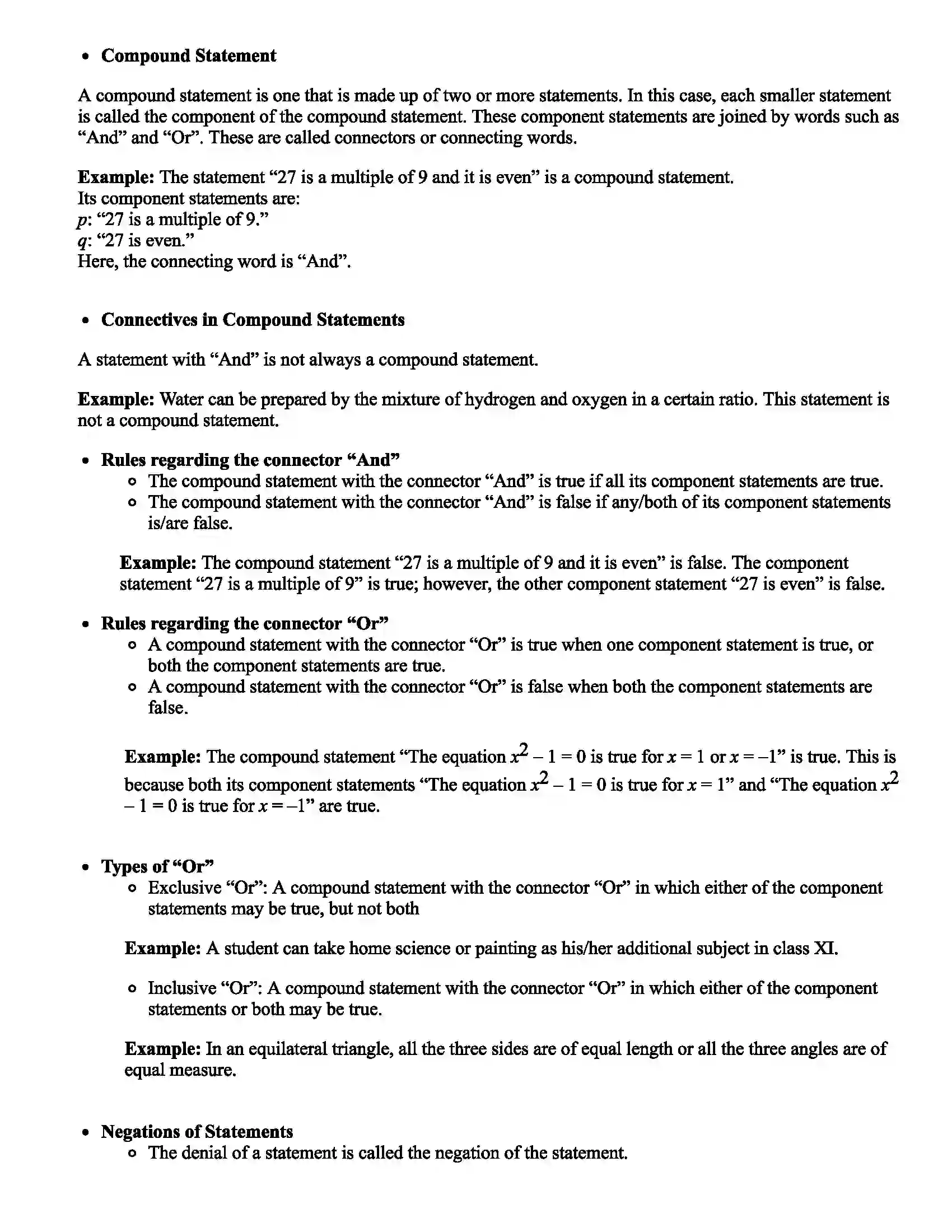 Maharashtra Board Class 12th Mathematics Mathematical Logic Revision Note 2